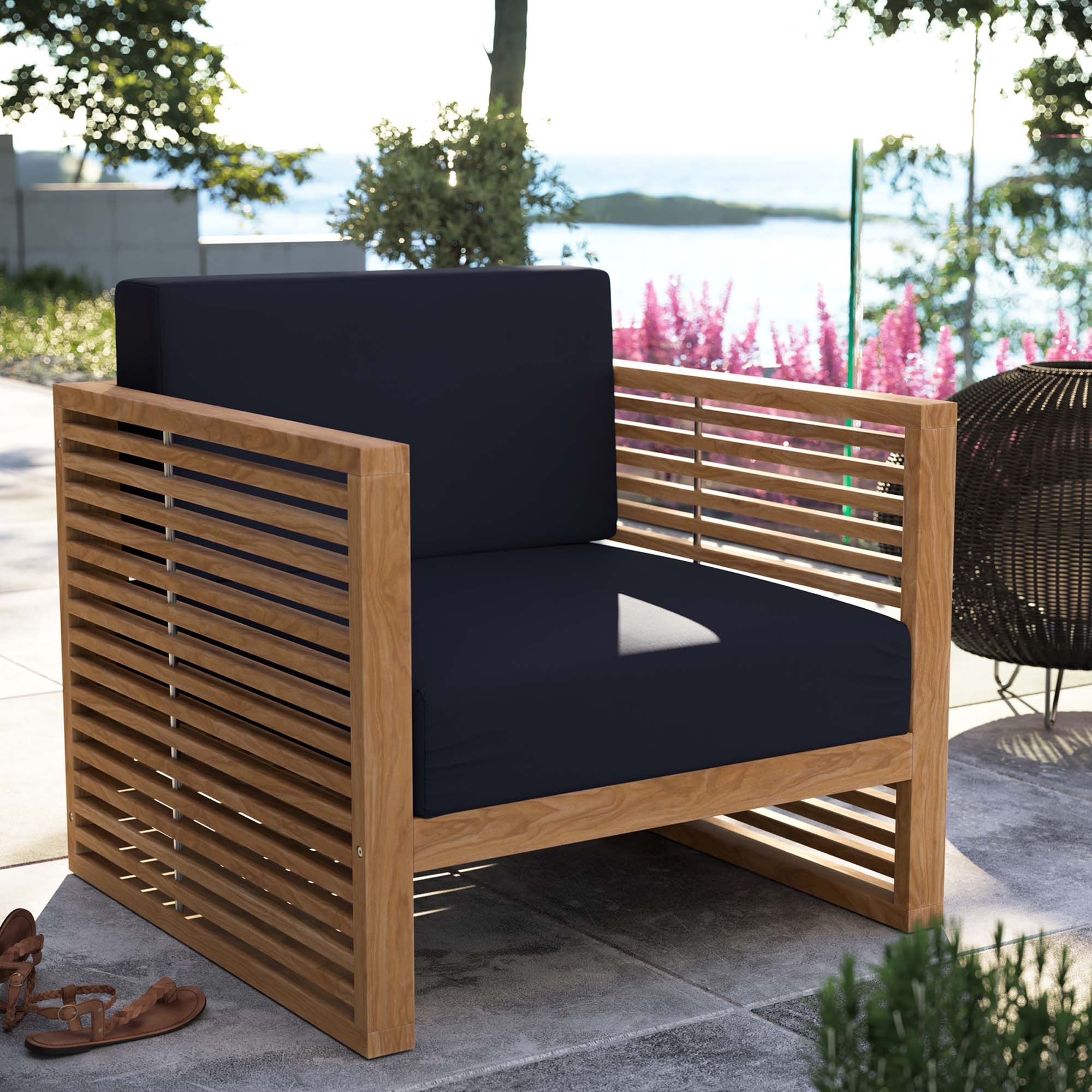 Carlsbad Teak Wood Outdoor Patio Armchair - Image 10