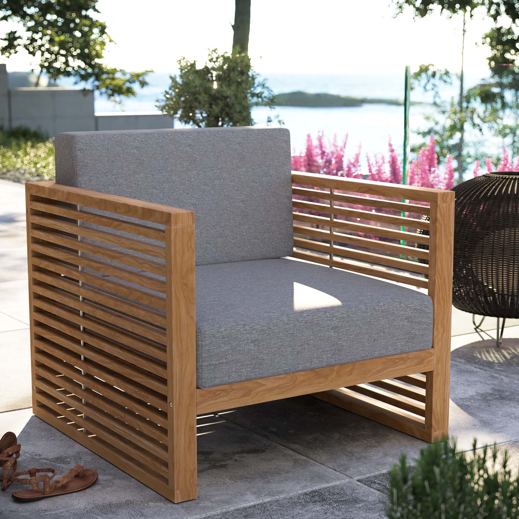 Carlsbad Teak Wood Outdoor Patio Armchair - Image 2