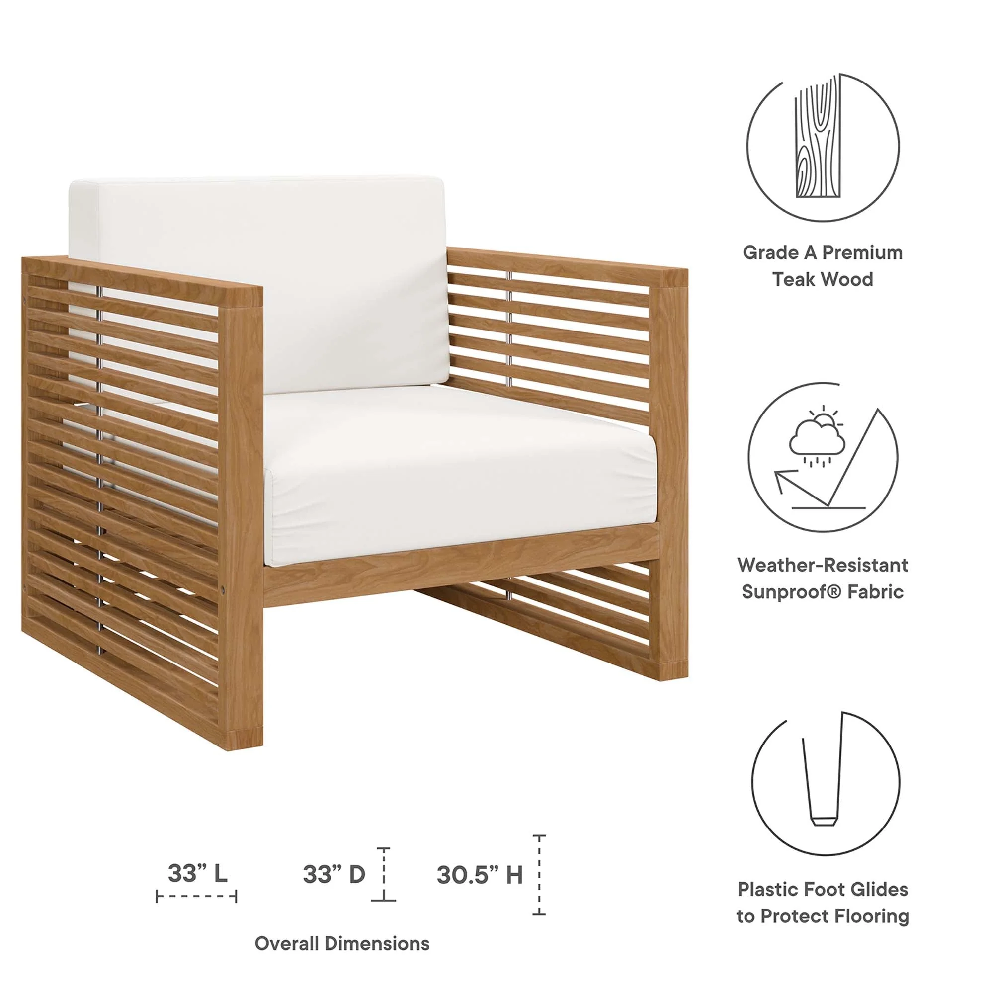 Carlsbad Teak Wood Outdoor Patio Armchair - Image 24