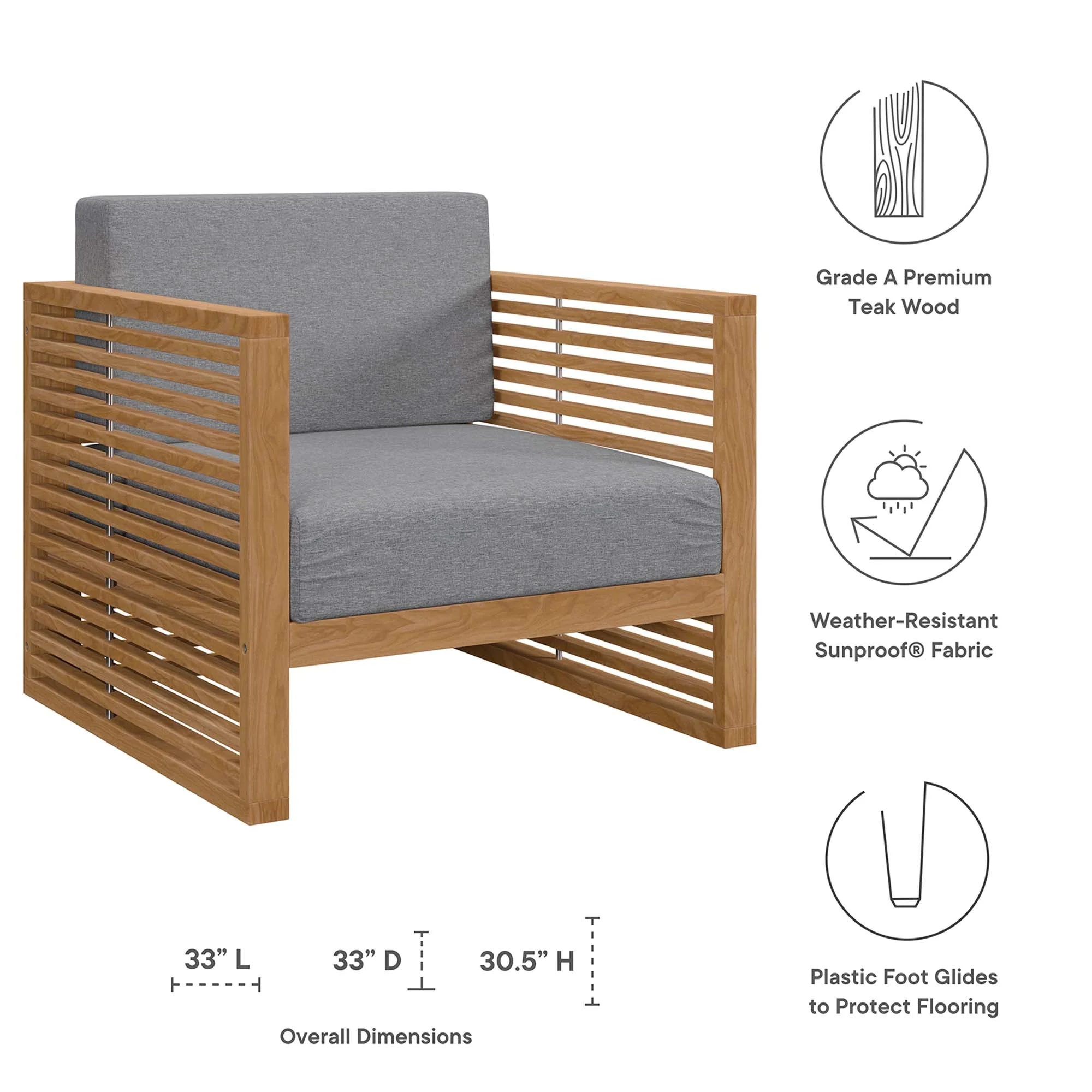 Carlsbad Teak Wood Outdoor Patio Armchair - Image 8