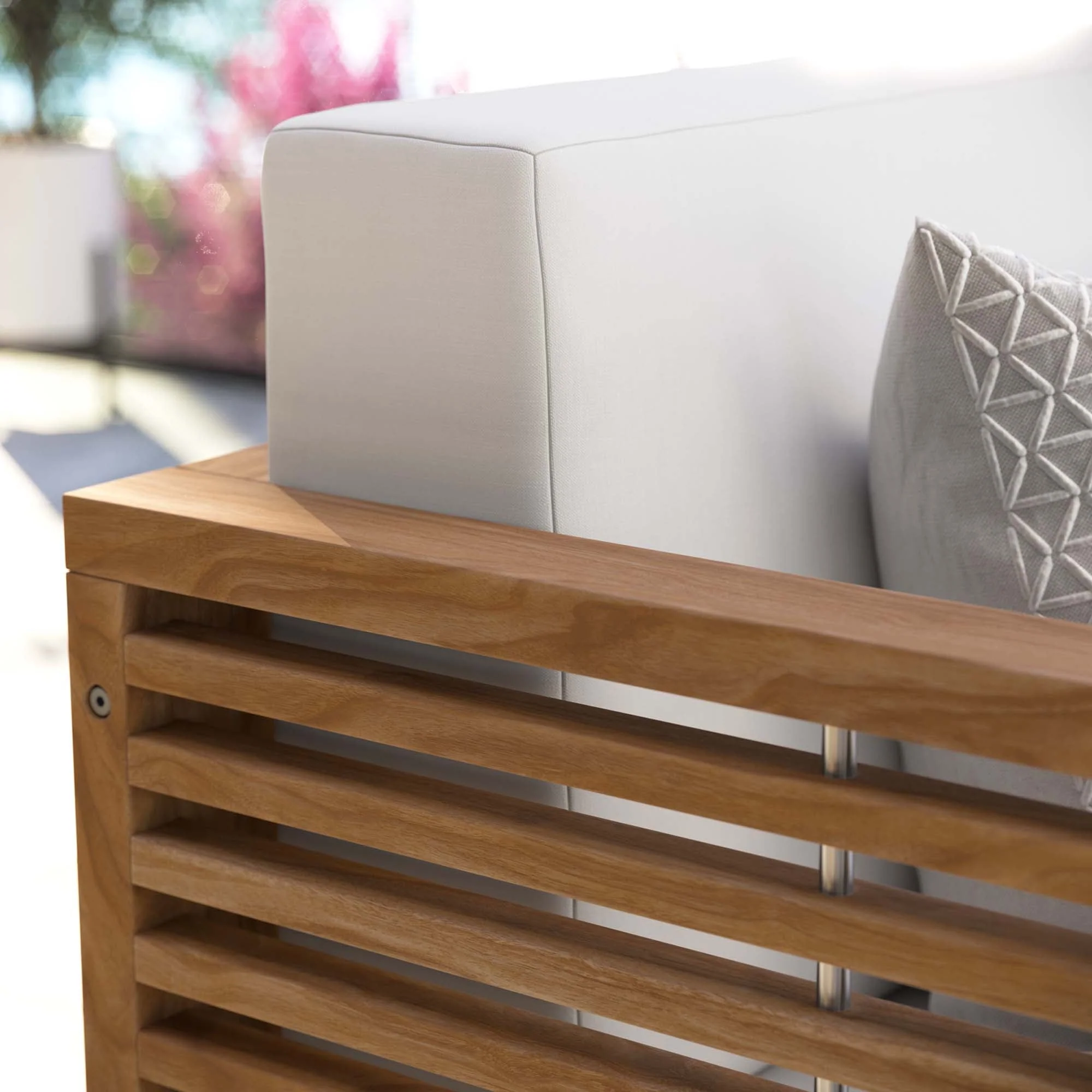 Carlsbad Teak Wood Outdoor Patio Loveseat - Image 19
