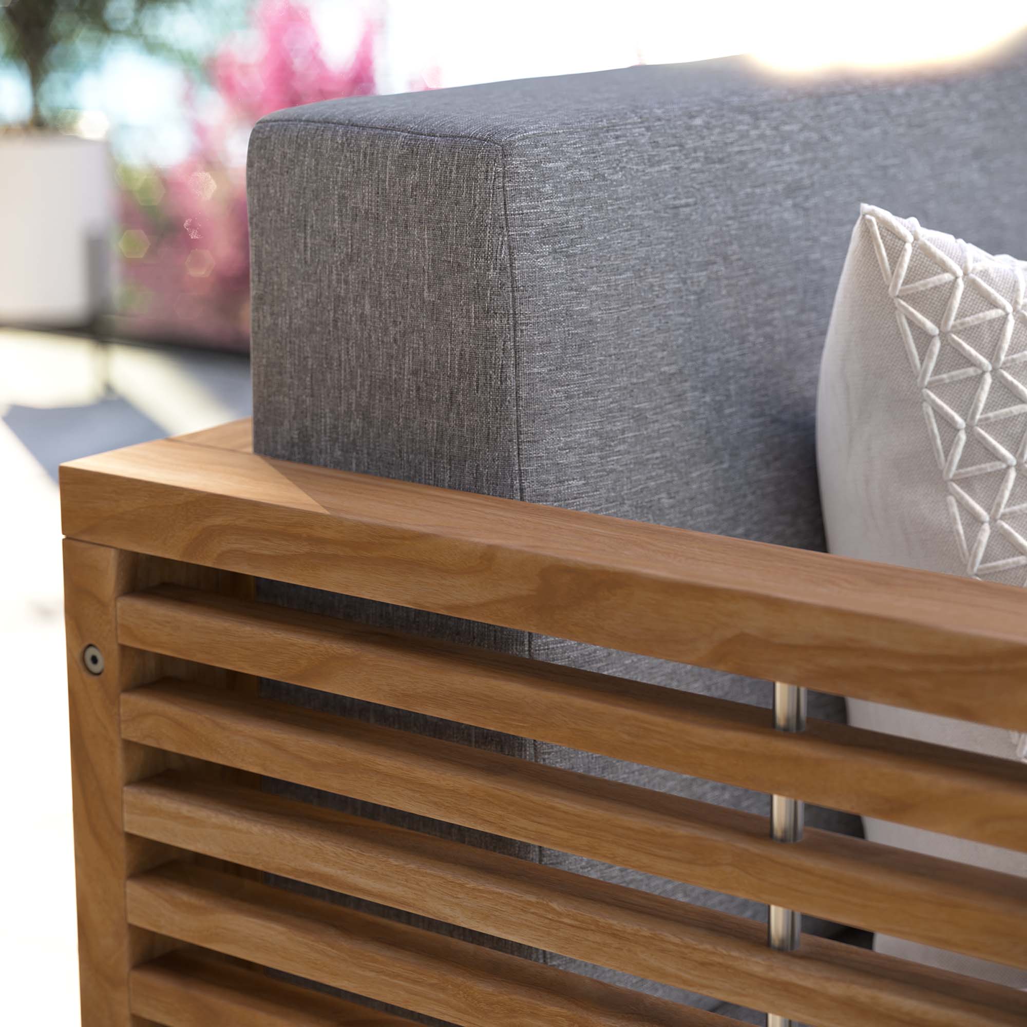 Carlsbad Teak Wood Outdoor Patio Loveseat - Image 3