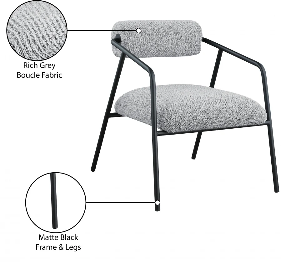 Carly Boucle Fabric Upholstered Accent Chair - Image 7