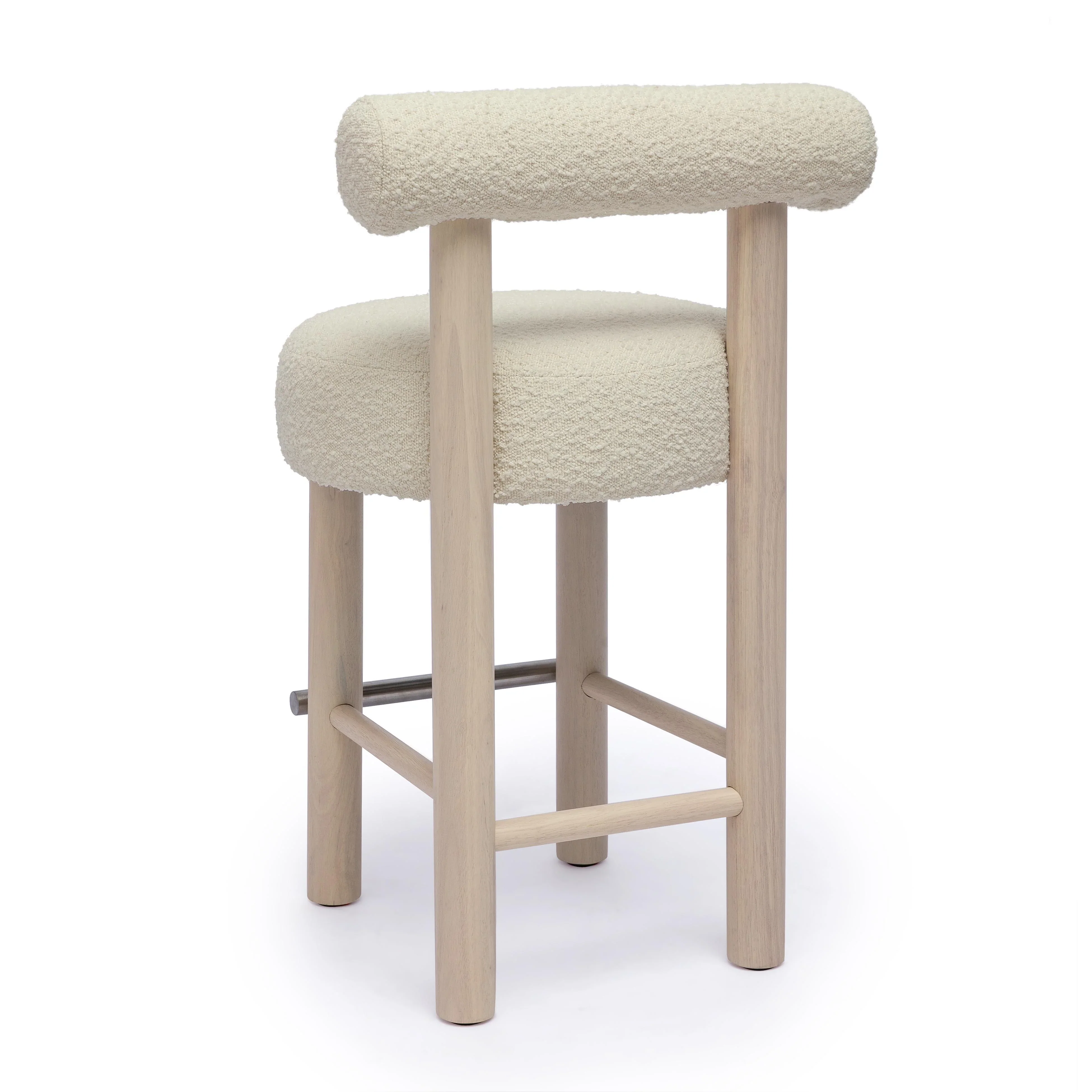 Carmel Cream Performance Boucle and Solid Wood Counter Stool - Image 5