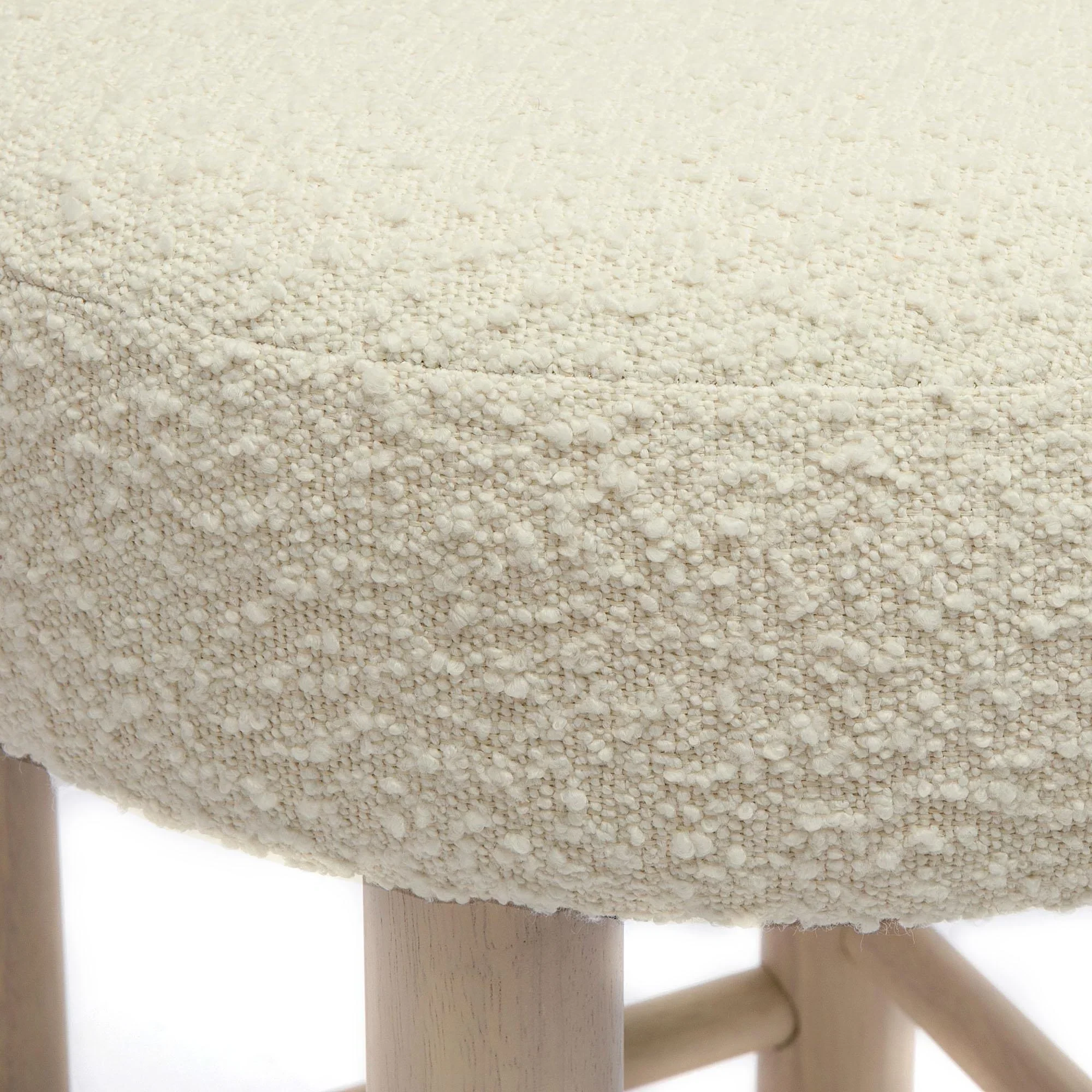 Carmel Cream Performance Boucle and Solid Wood Counter Stool - Image 6
