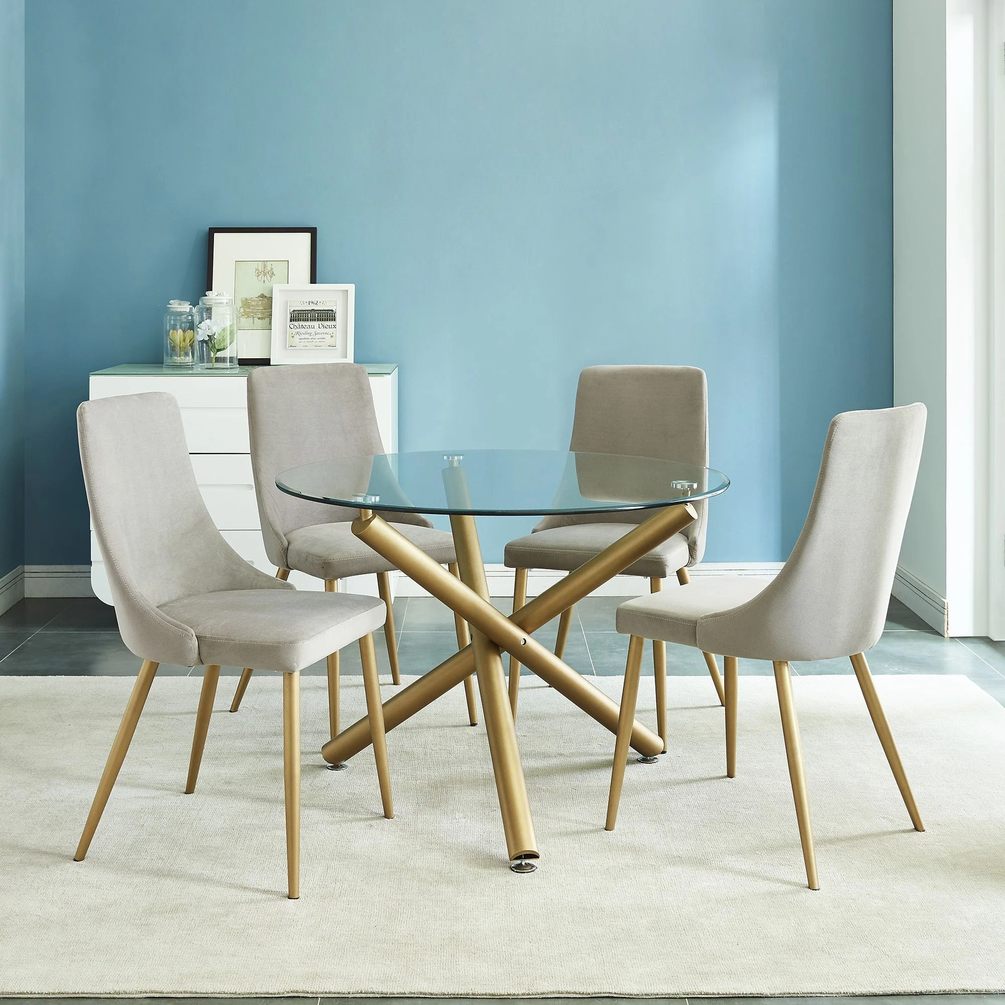 Carmilla Round Dining Table in Aged Gold - Image 2