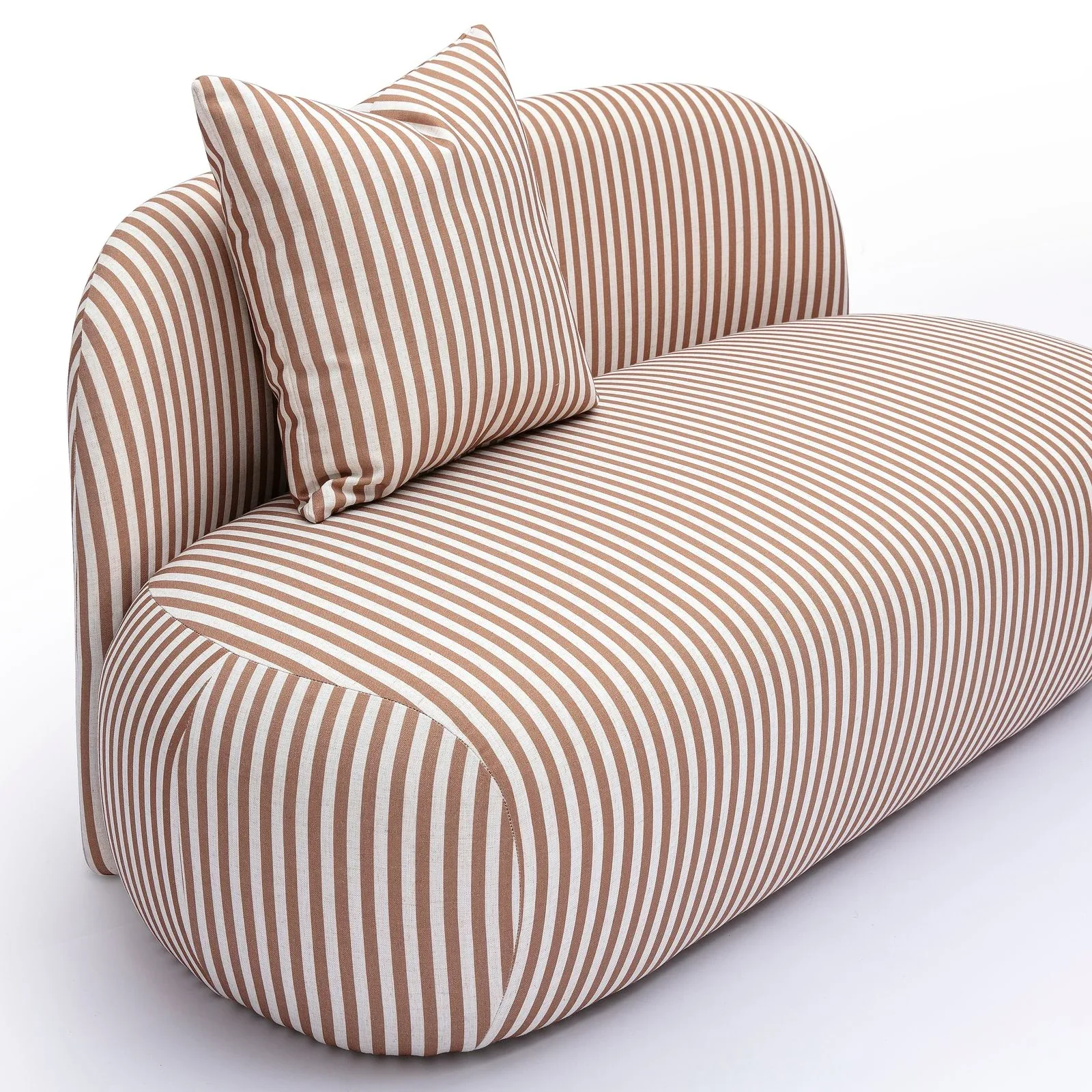 Carraway 59" Brown Striped Performance Linen Loveseat - Image 3