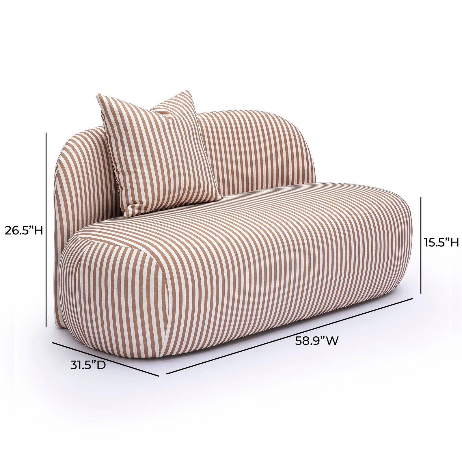 Carraway 59" Brown Striped Performance Linen Loveseat - Image 5