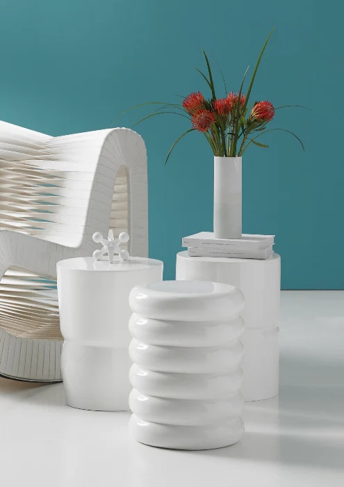 Carved Stool Gel Coat White - Image 4