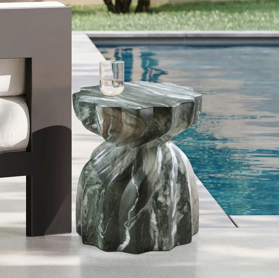 Caserta Marble Finish Indoor / Outdoor Concrete End Table - Image 18