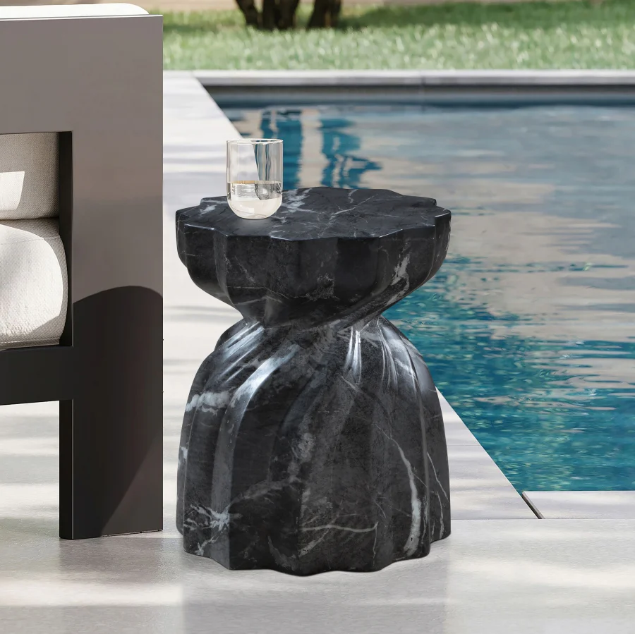 Caserta Marble Finish Indoor / Outdoor Concrete End Table - Image 2
