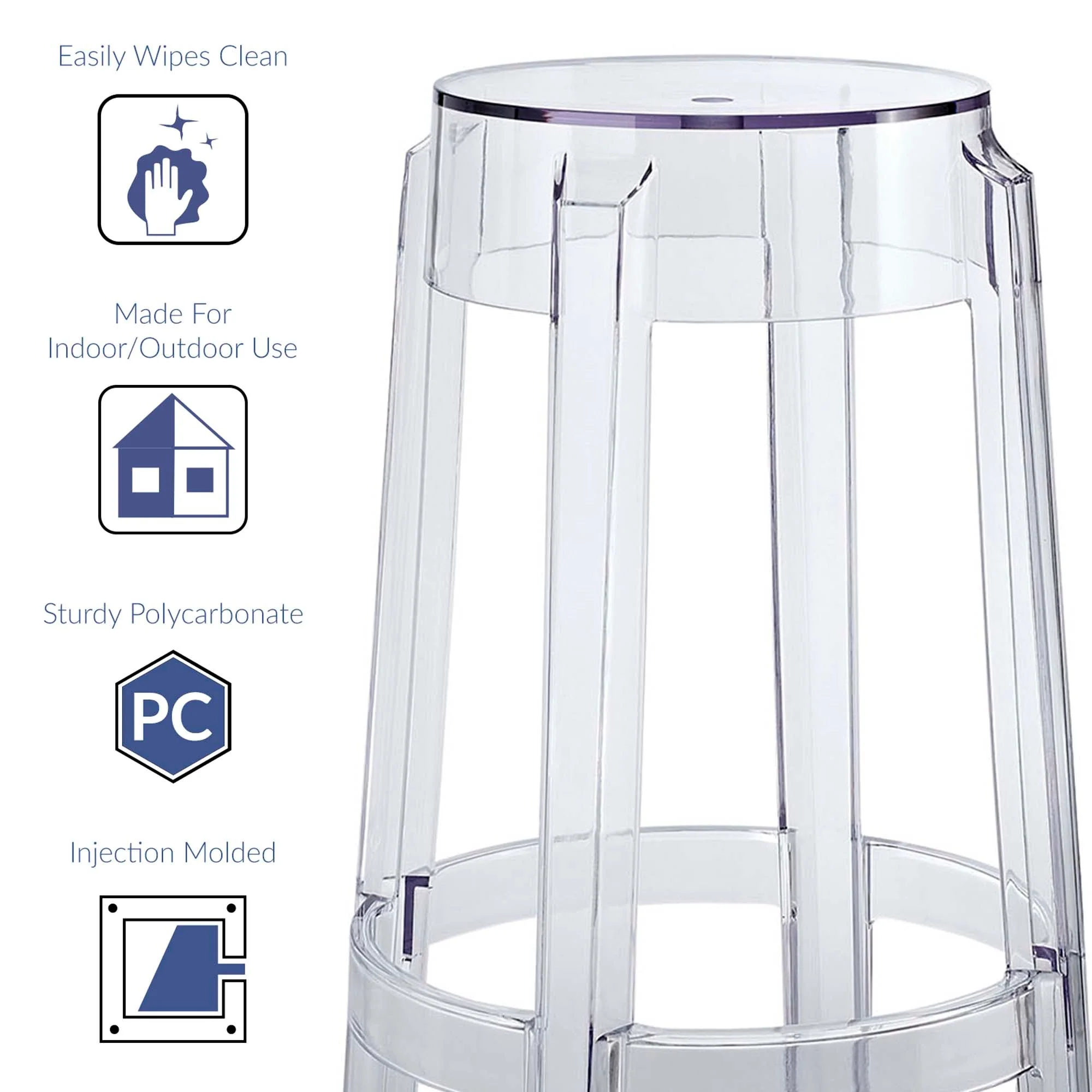 Casper Backless Counter Stool in Clear - Image 5