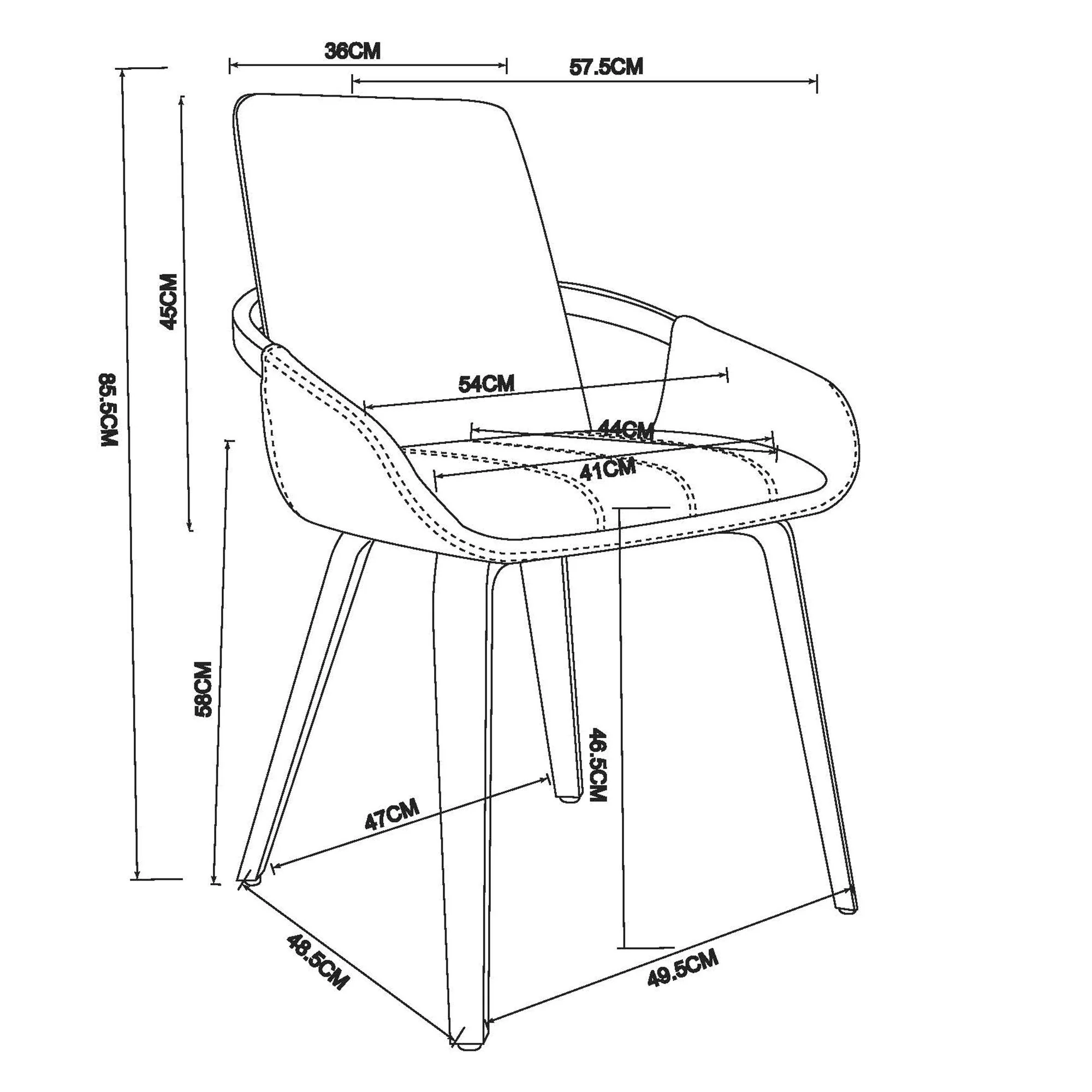 Caspian Dining Chair, set of 2 in Black and Dark Walnut - Image 2