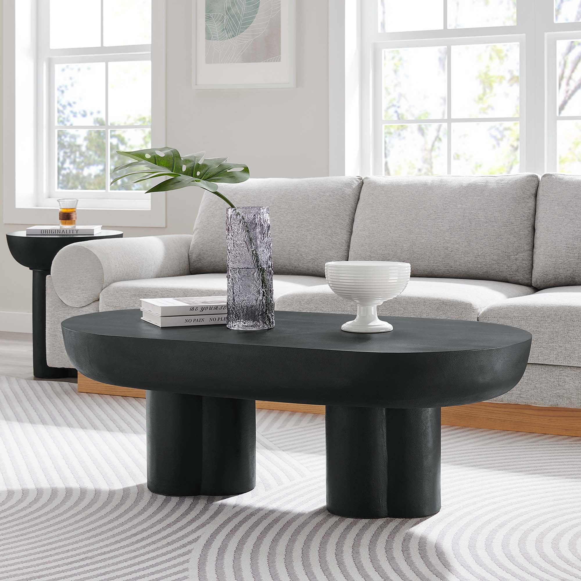 Caspian Oval Concrete Coffee Table - Image 12