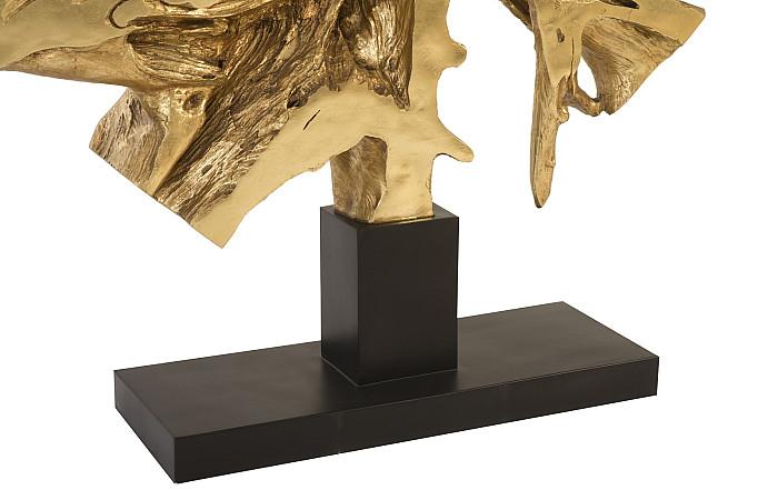 Cast Teak Root Sculpture On Base, Gold leaf - Image 2