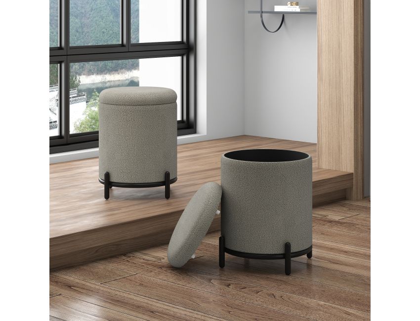 Castor Storage Ottoman in Warm Grey Boucle - Image 2
