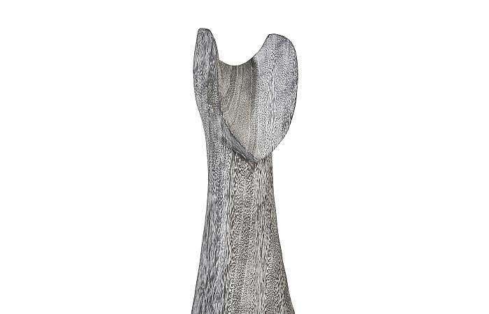 Cat Sculpture, Large, Chamcha Wood, Gray Stone Finish - Image 3
