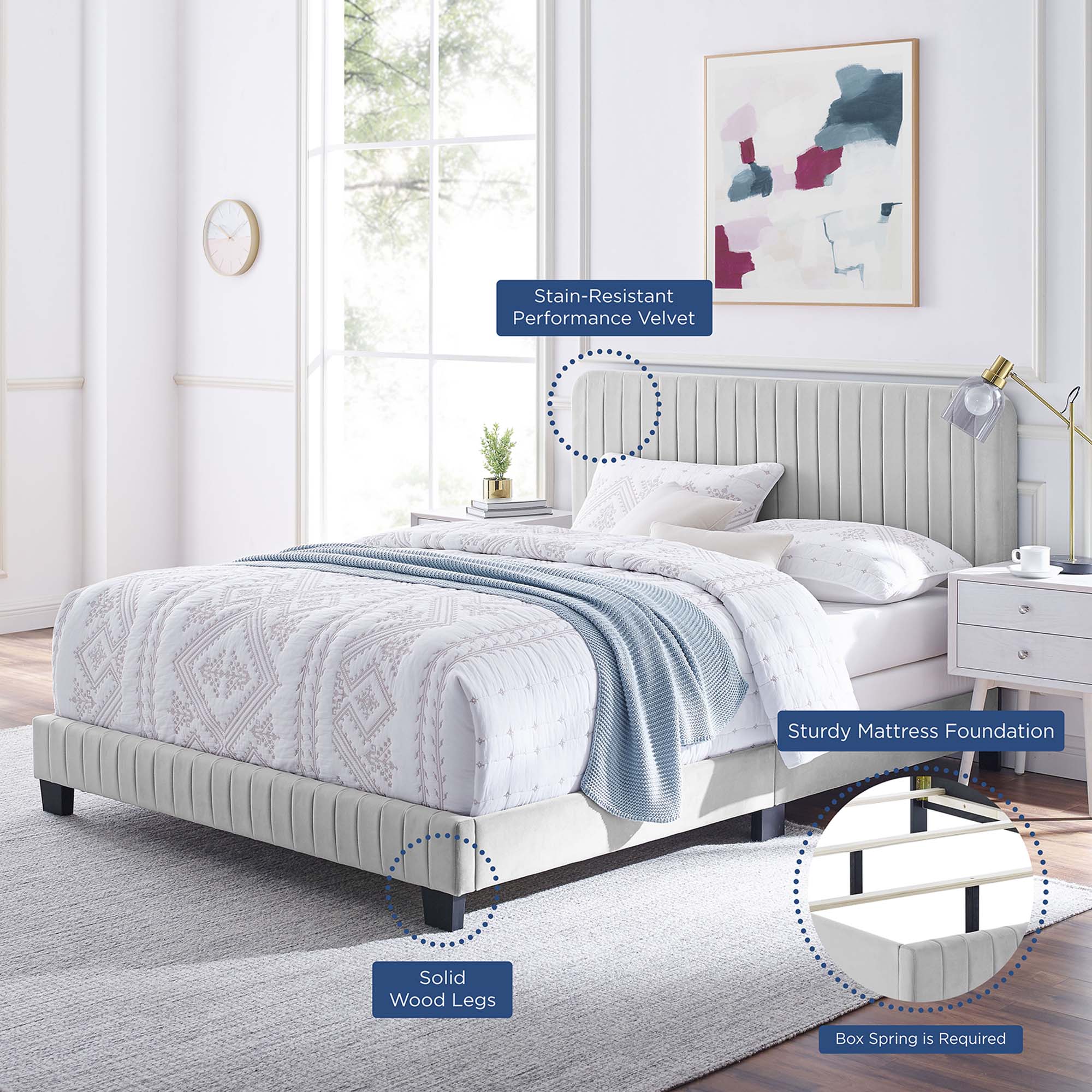Celine Channel Tufted Performance Velvet Bed - Image 18