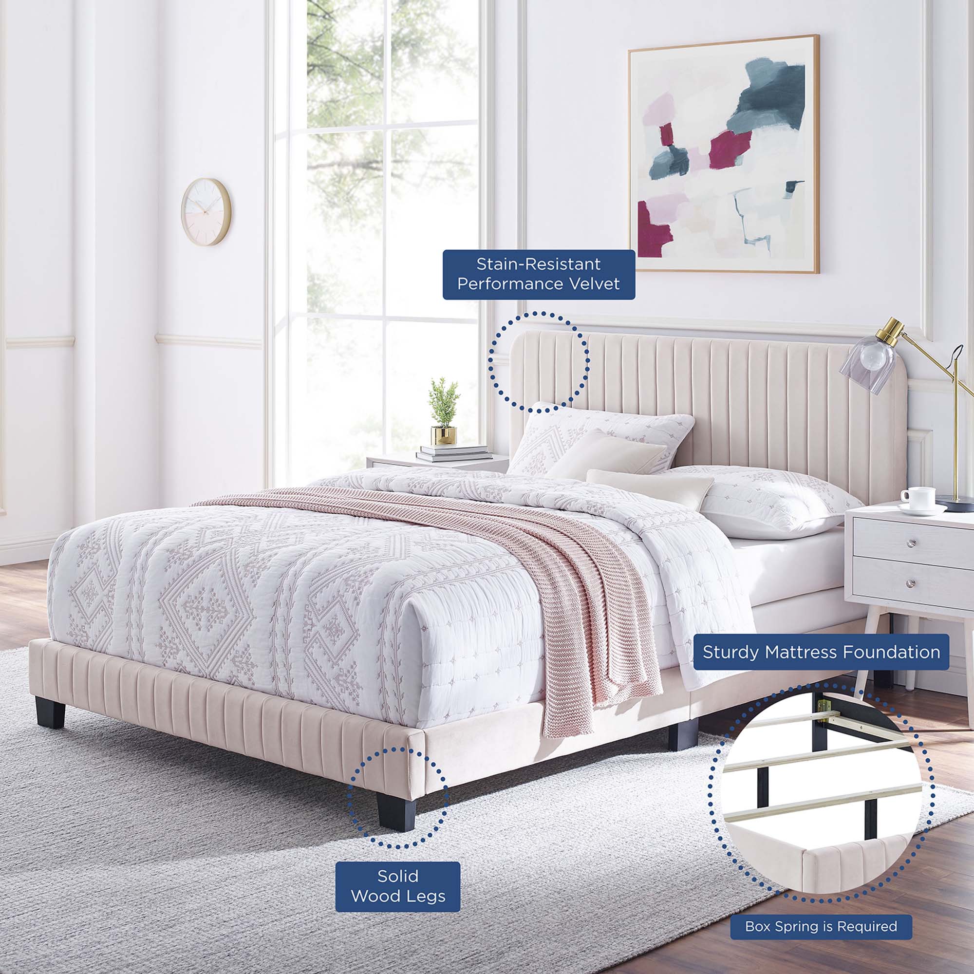 Celine Channel Tufted Performance Velvet Bed - Image 24