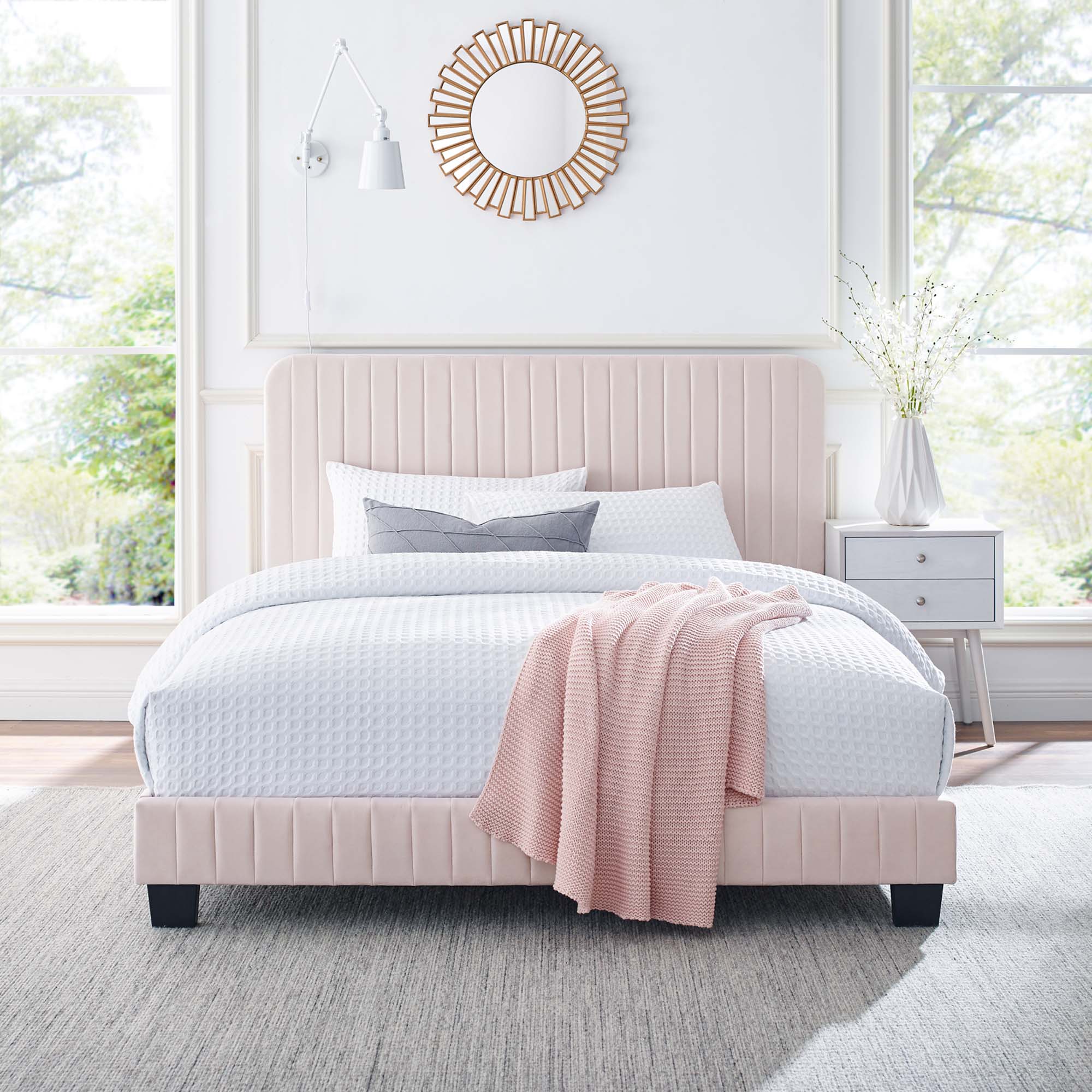 Celine Channel Tufted Performance Velvet Platform Bed - Image 32