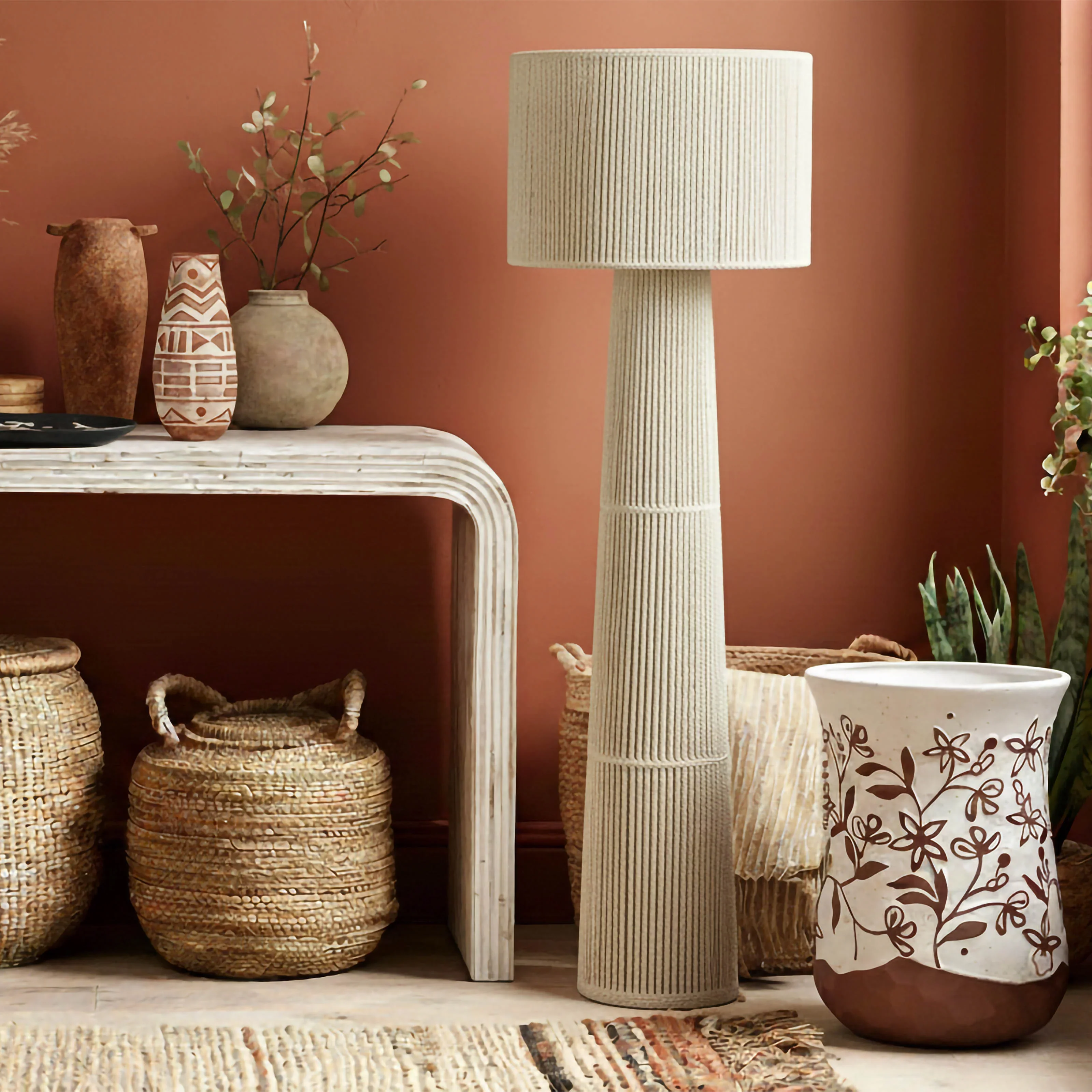 Ceramic Carved Terracotta Indoor/Outdoor Table - Image 2