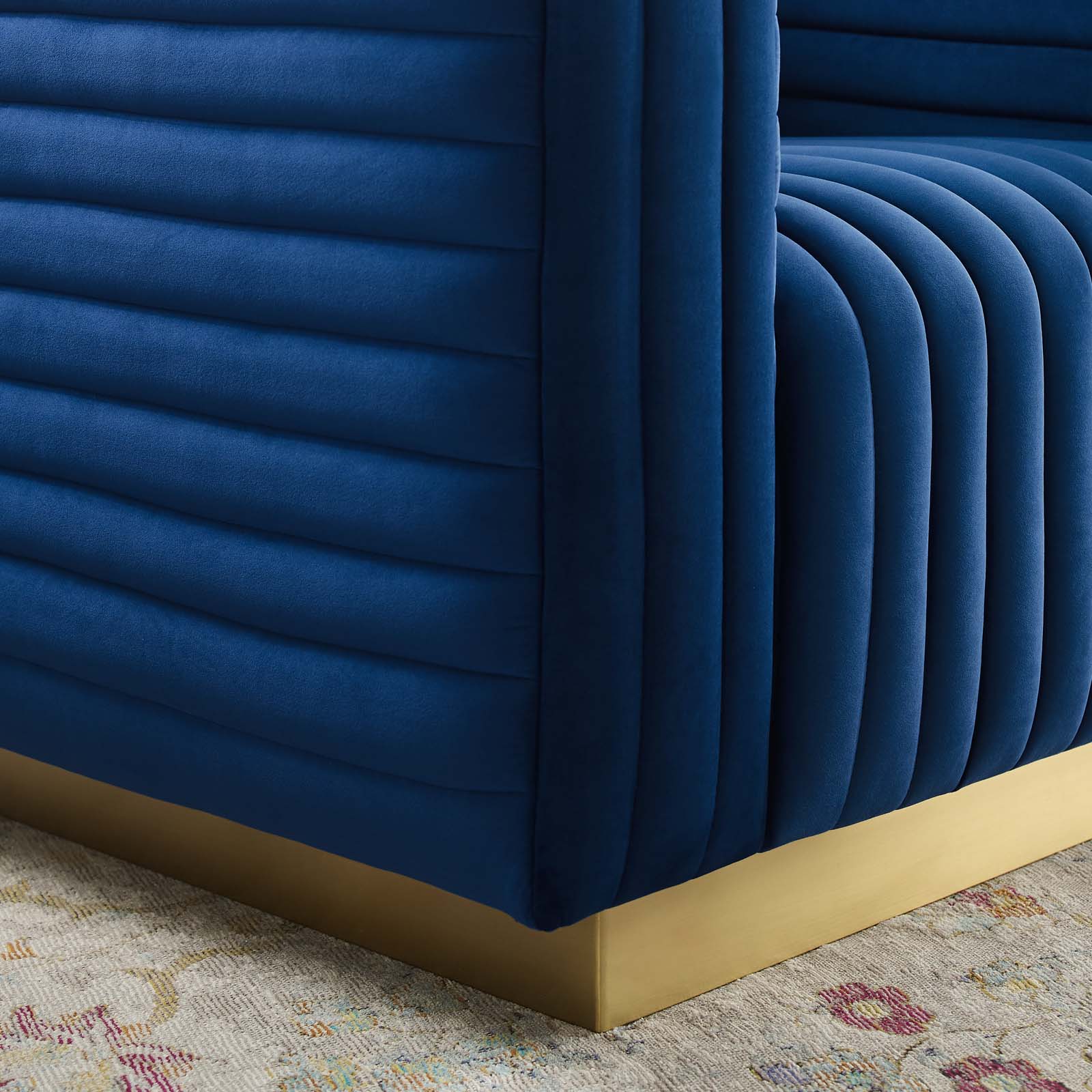 Charisma Channel Tufted Performance Velvet Accent Armchair - Image 3