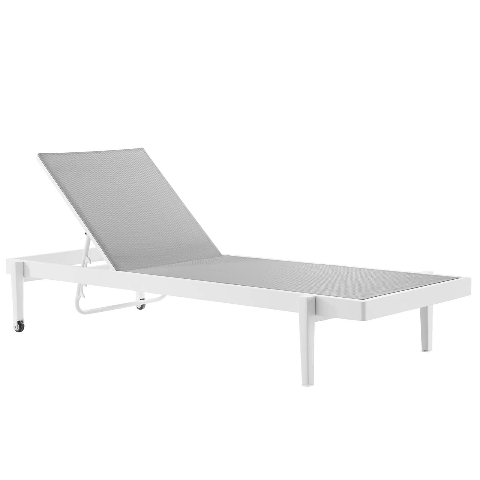 Charleston Outdoor Patio Aluminum Chaise Lounge Chair Set of 2 in White Gray - Image 3
