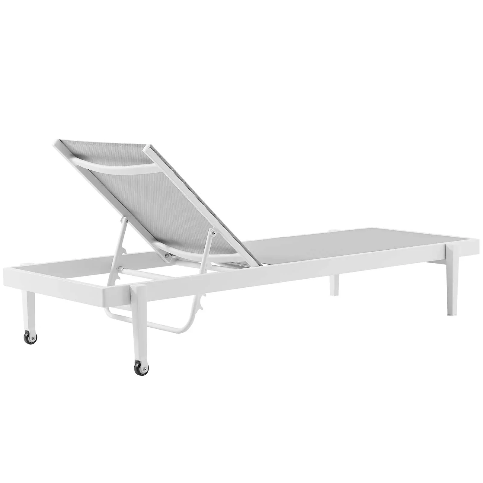 Charleston Outdoor Patio Aluminum Chaise Lounge Chair Set of 2 in White Gray - Image 4