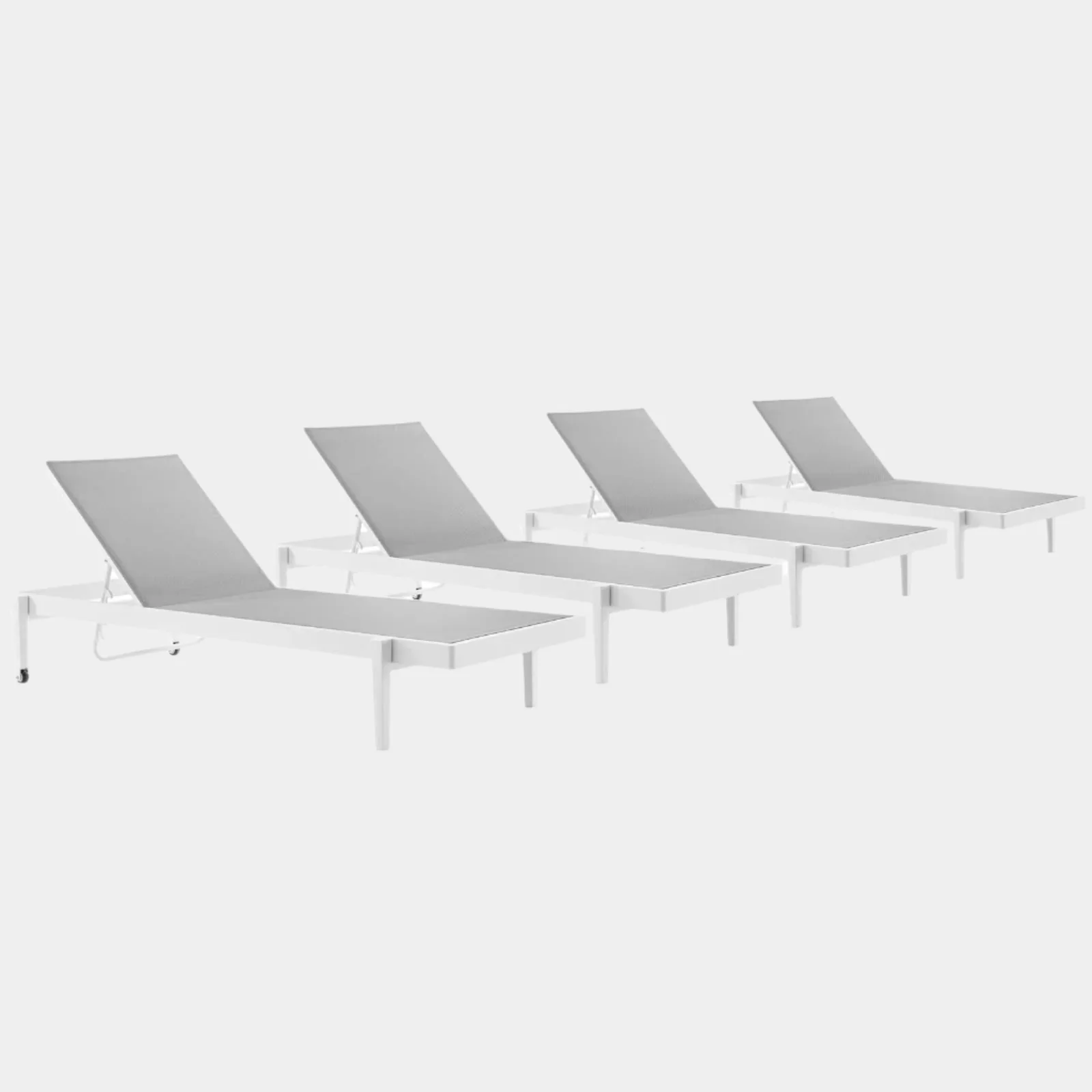 Charleston Outdoor Patio Aluminum Chaise Lounge Chair Set of 4 in White Gray