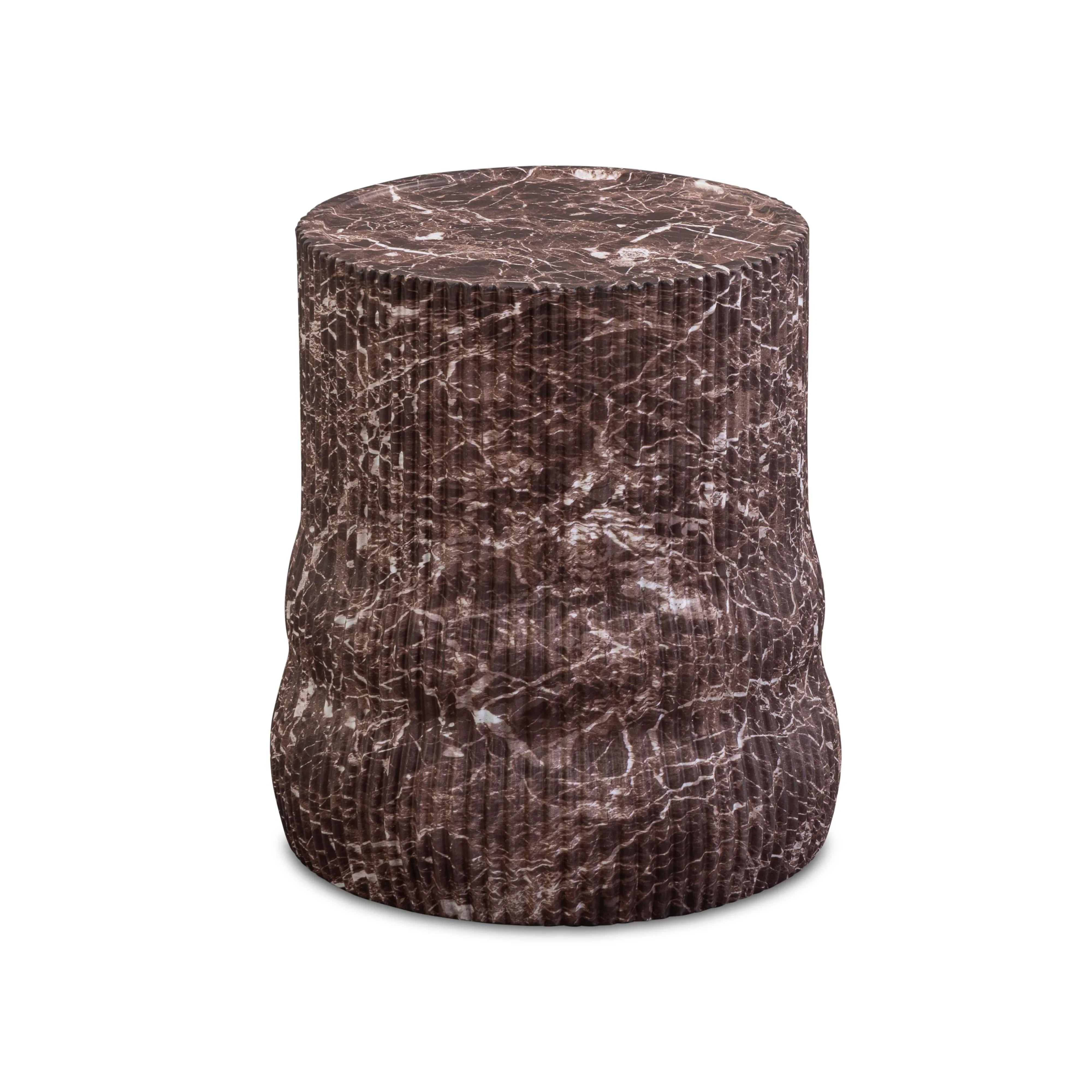 Cilla Red Faux Levanto Marble Indoor/Outdoor Concrete Side Table - Image 2