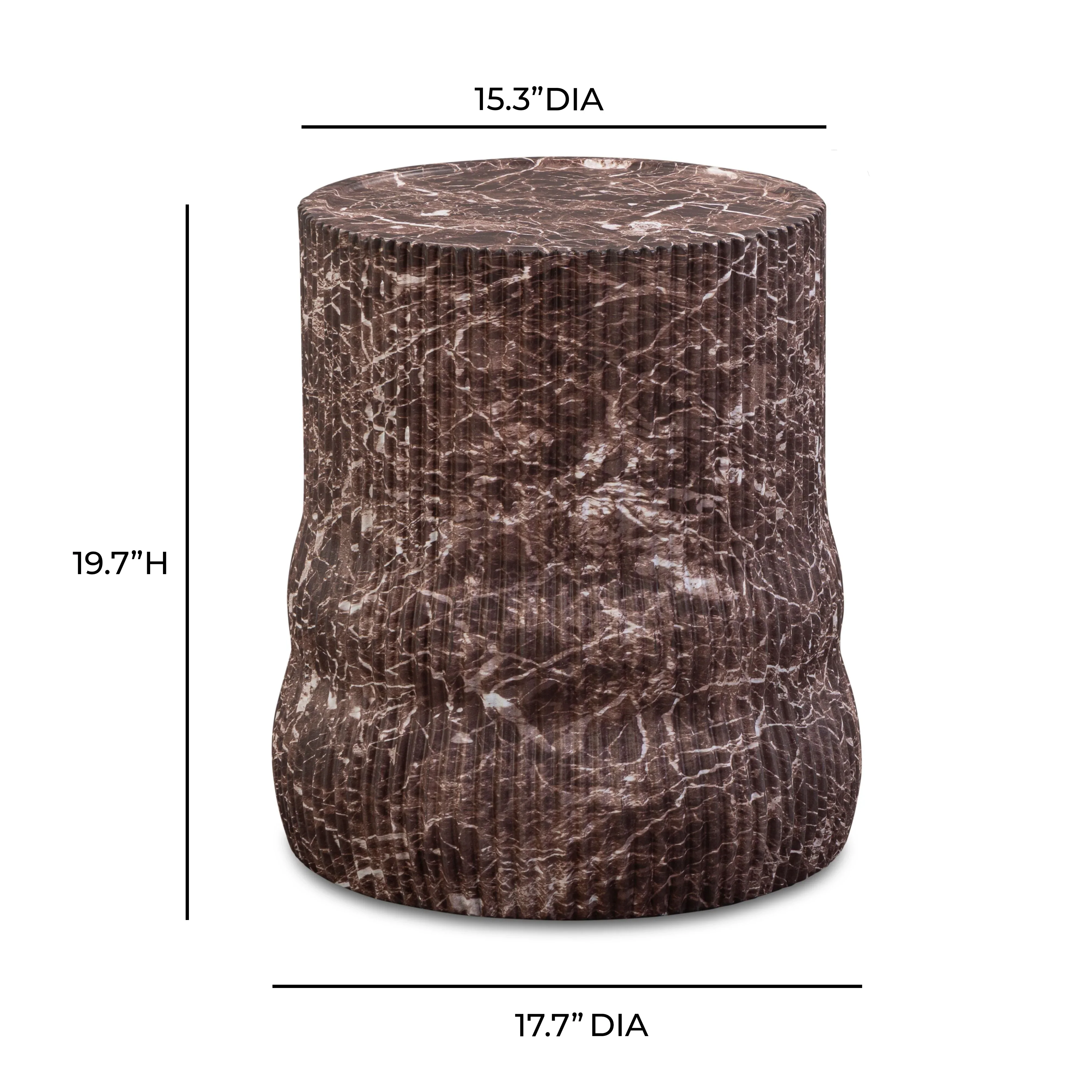 Cilla Red Faux Levanto Marble Indoor/Outdoor Concrete Side Table - Image 5