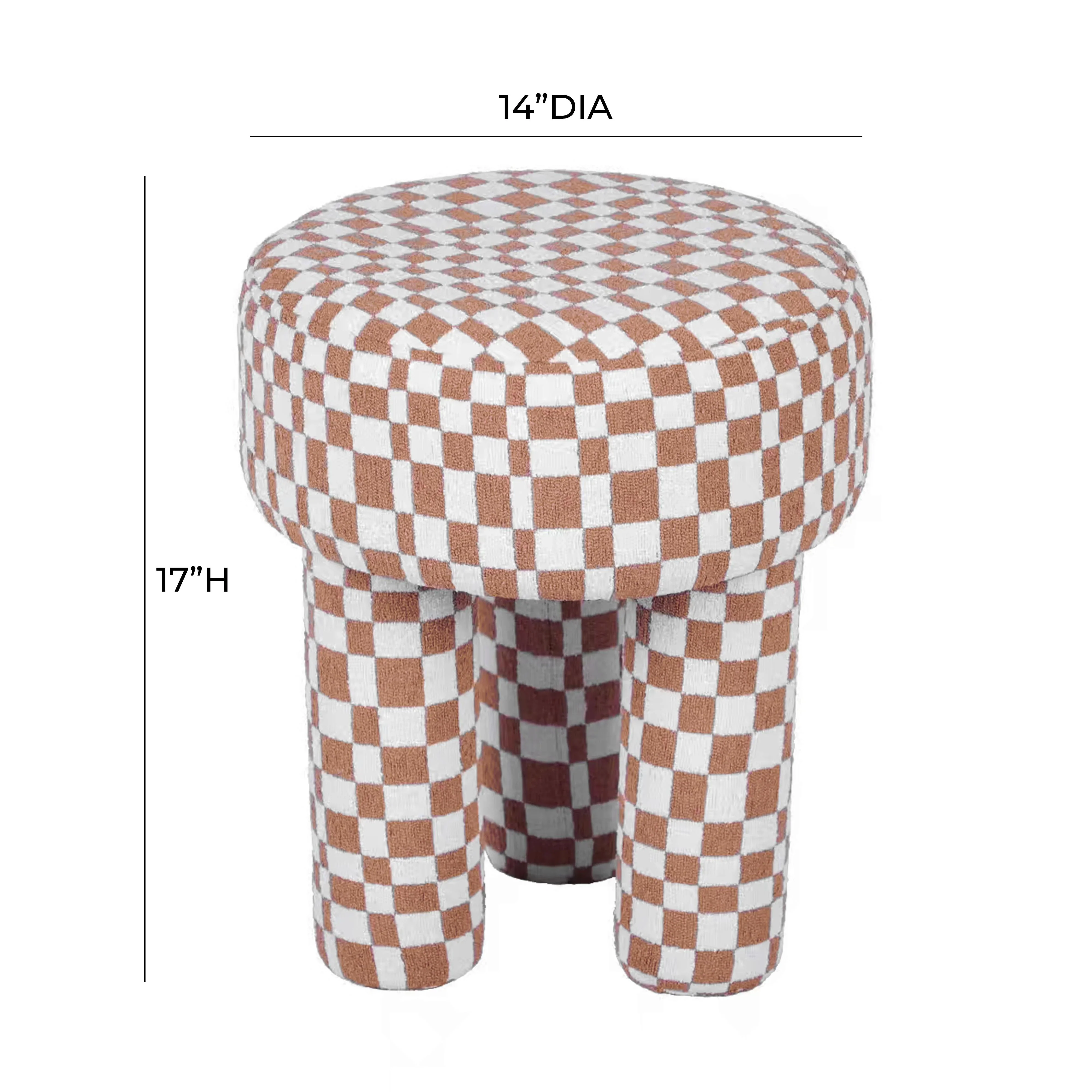 Claire Brown Checkered Boucle Stool - Image 6