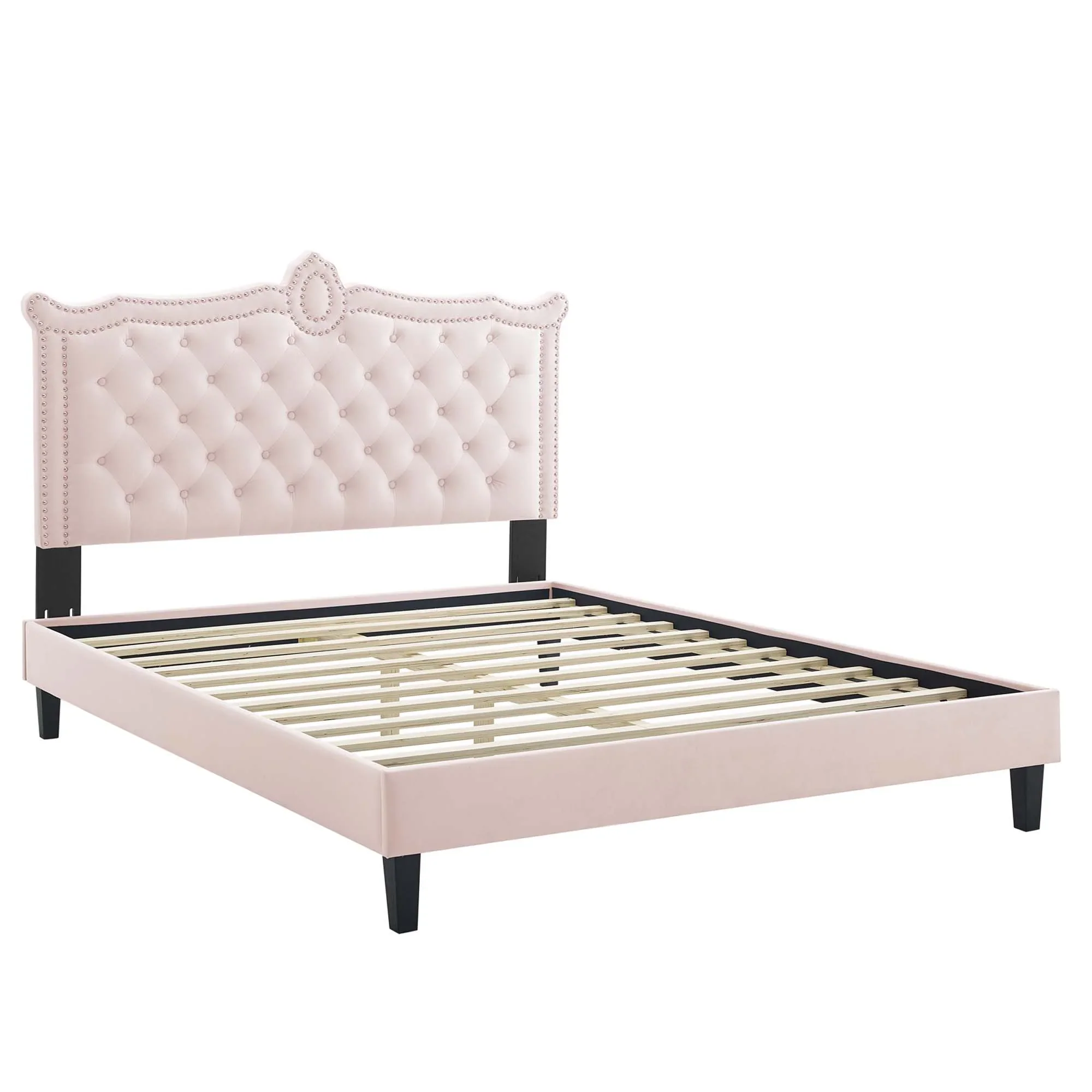 Clara Performance Velvet Queen Platform Bed - Image 2