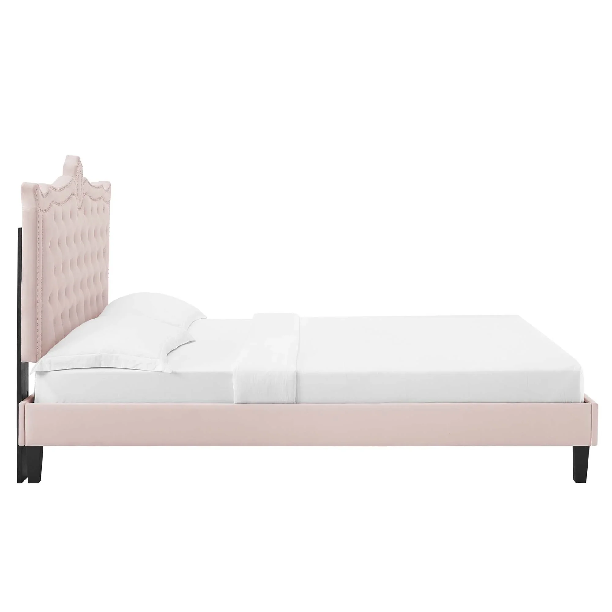 Clara Performance Velvet Queen Platform Bed - Image 3
