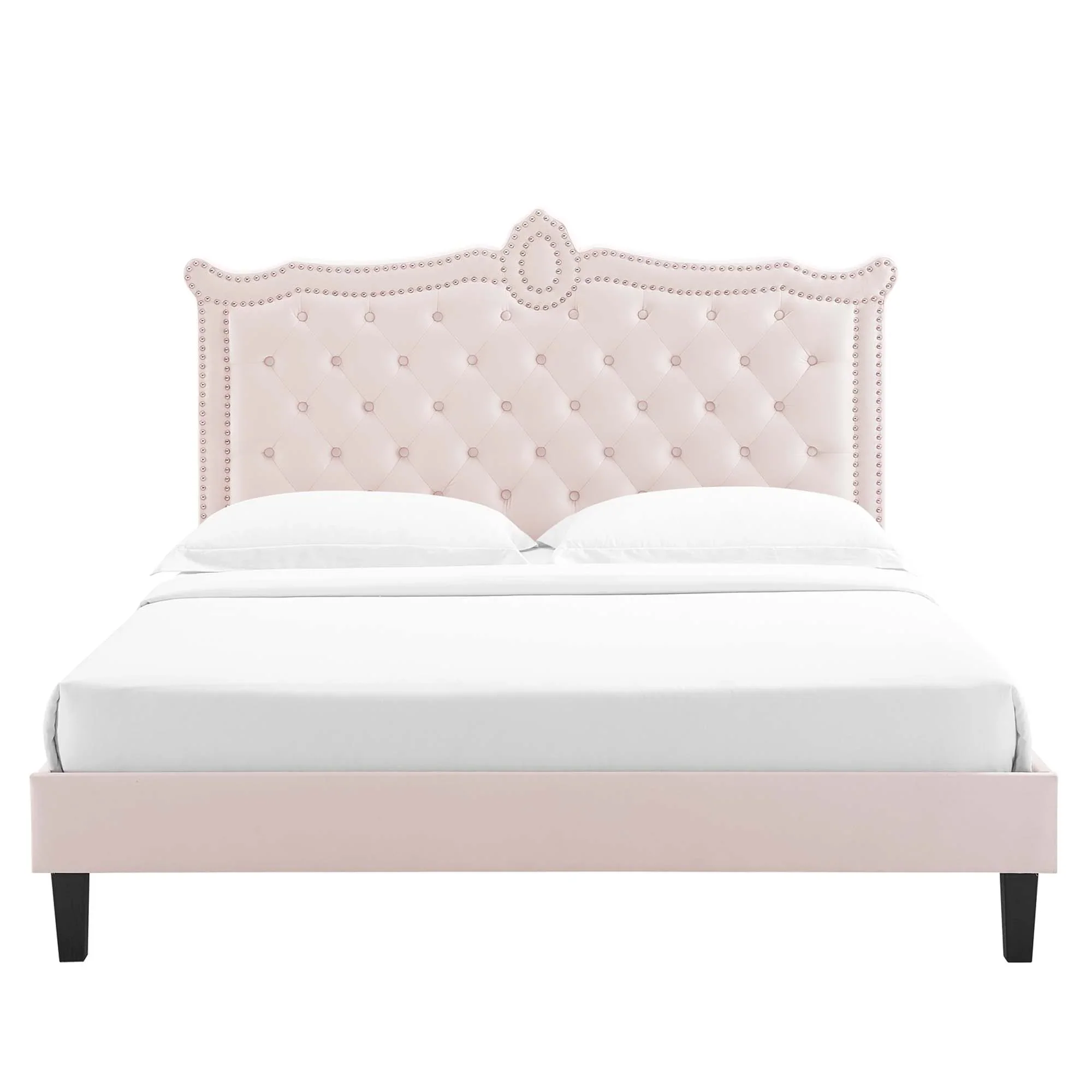 Clara Performance Velvet Queen Platform Bed - Image 4
