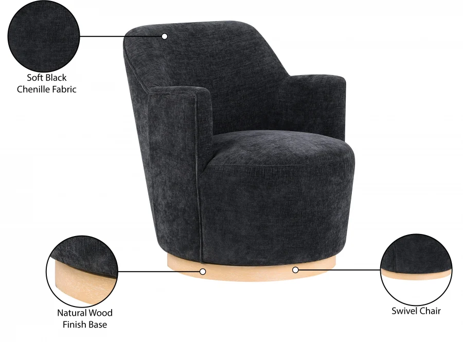 Clarita Chenille Fabric Upholstered Swivel Accent Chair - Image 9