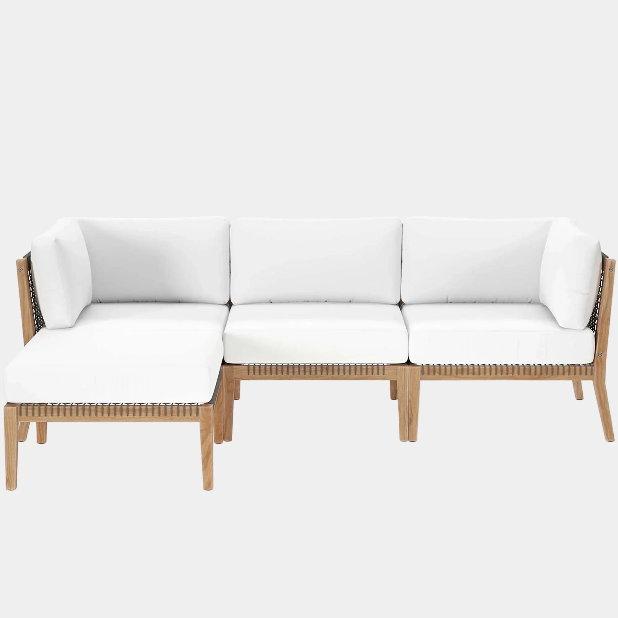 Clearwater 4-Piece Outdoor Patio Teak Wood Sectional Sofa - Image 43
