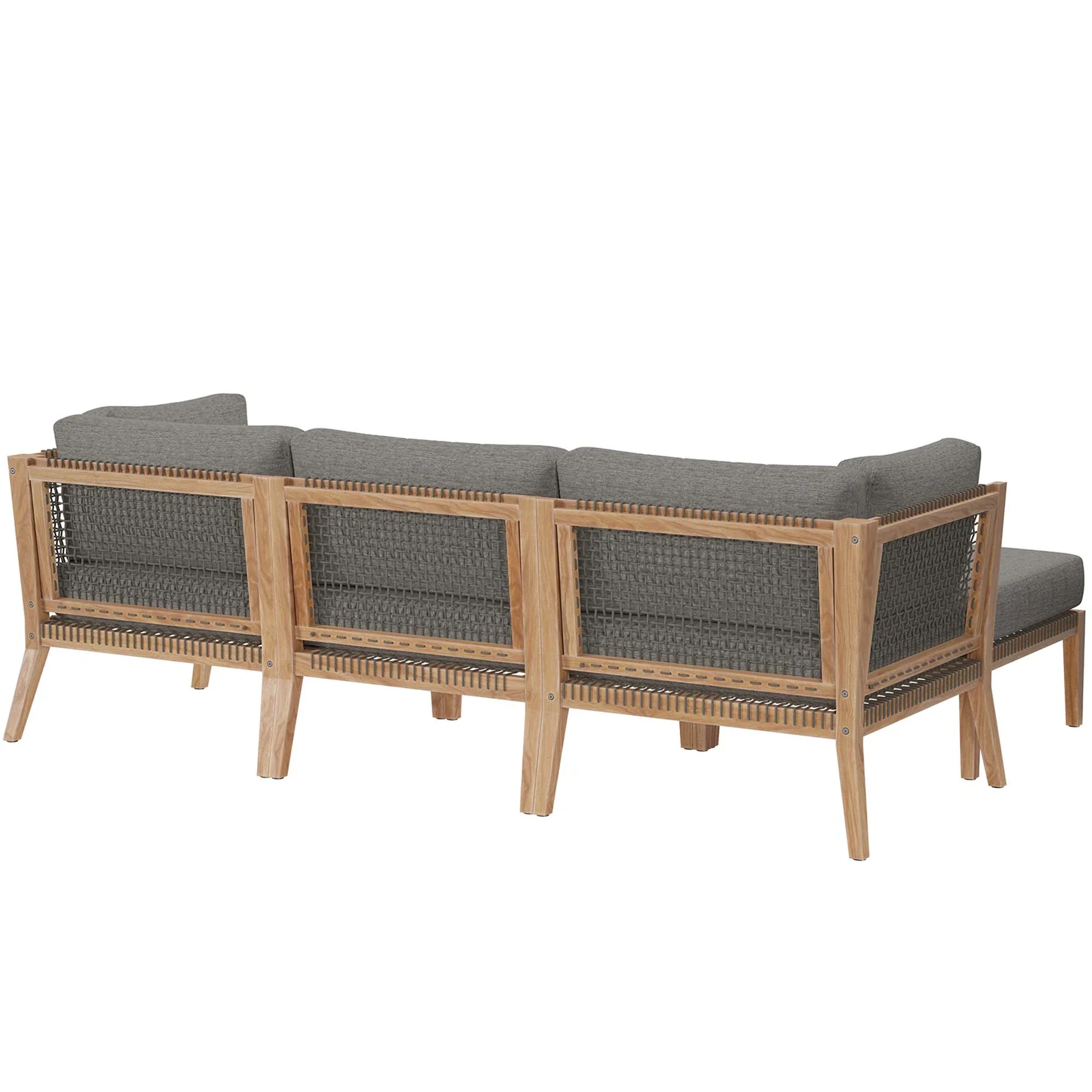 Clearwater 4-Piece Outdoor Patio Teak Wood Sectional Sofa - Image 5