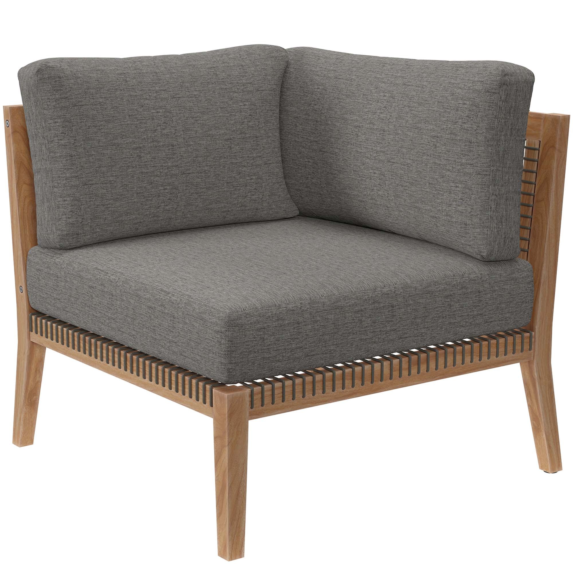 Clearwater 4-Piece Outdoor Patio Teak Wood Sectional Sofa - Image 9