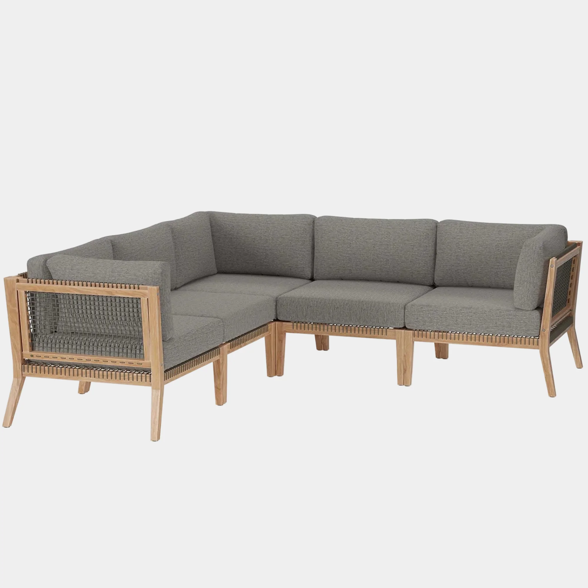 Clearwater 5-Piece Outdoor Patio Teak Wood Sectional Sofa