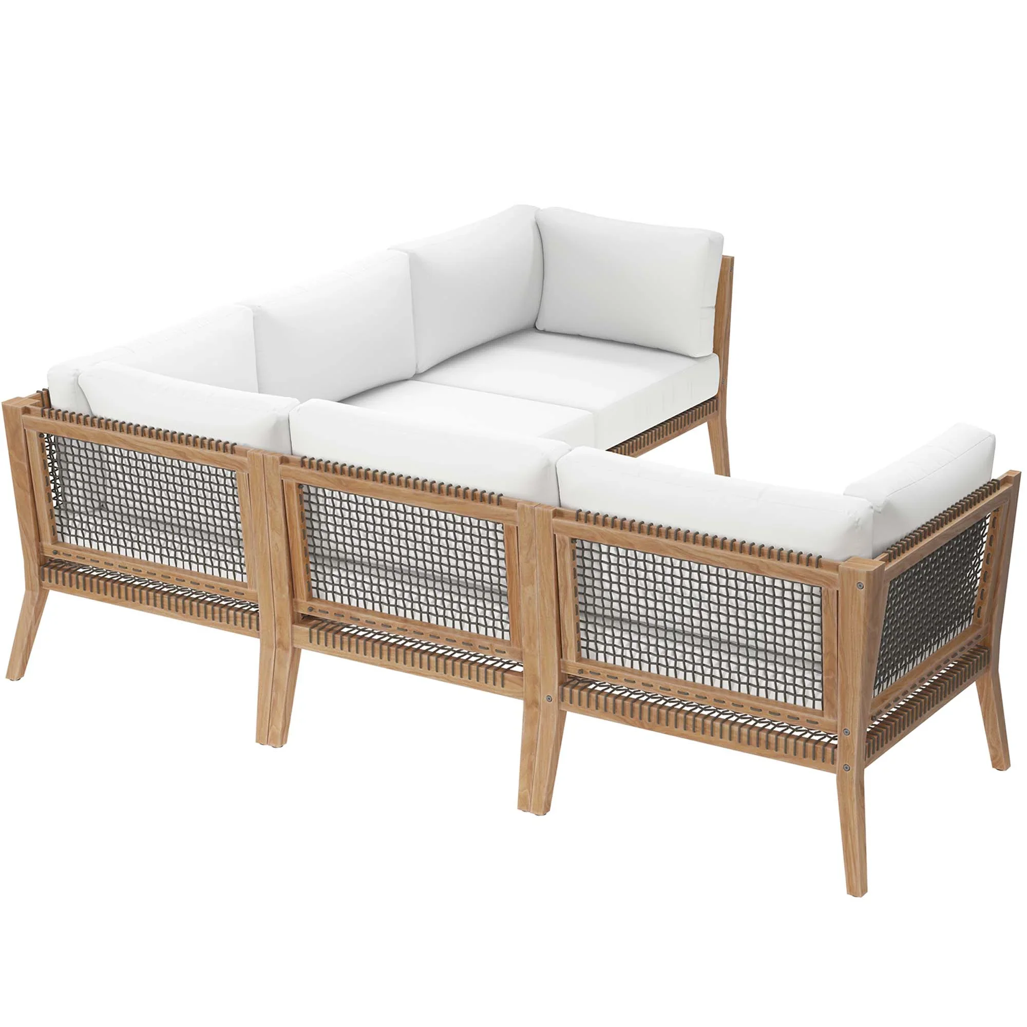 Clearwater 5-Piece Outdoor Patio Teak Wood Sectional Sofa - Image 38
