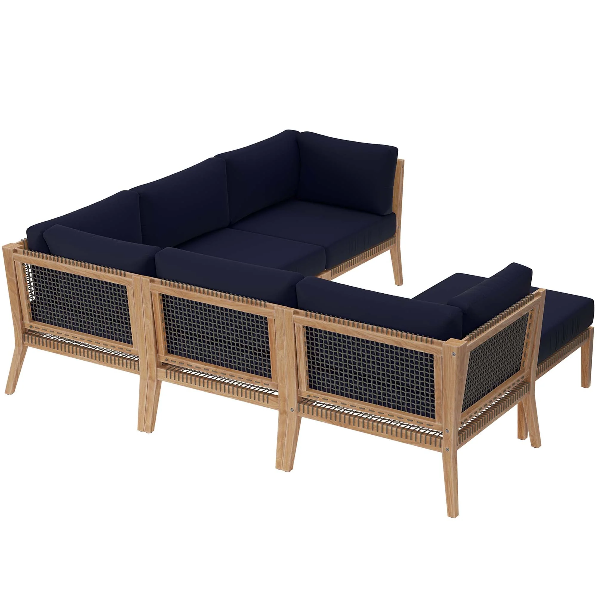 Clearwater 6-Piece Outdoor Patio Teak Wood Sectional Sofa - Image 31