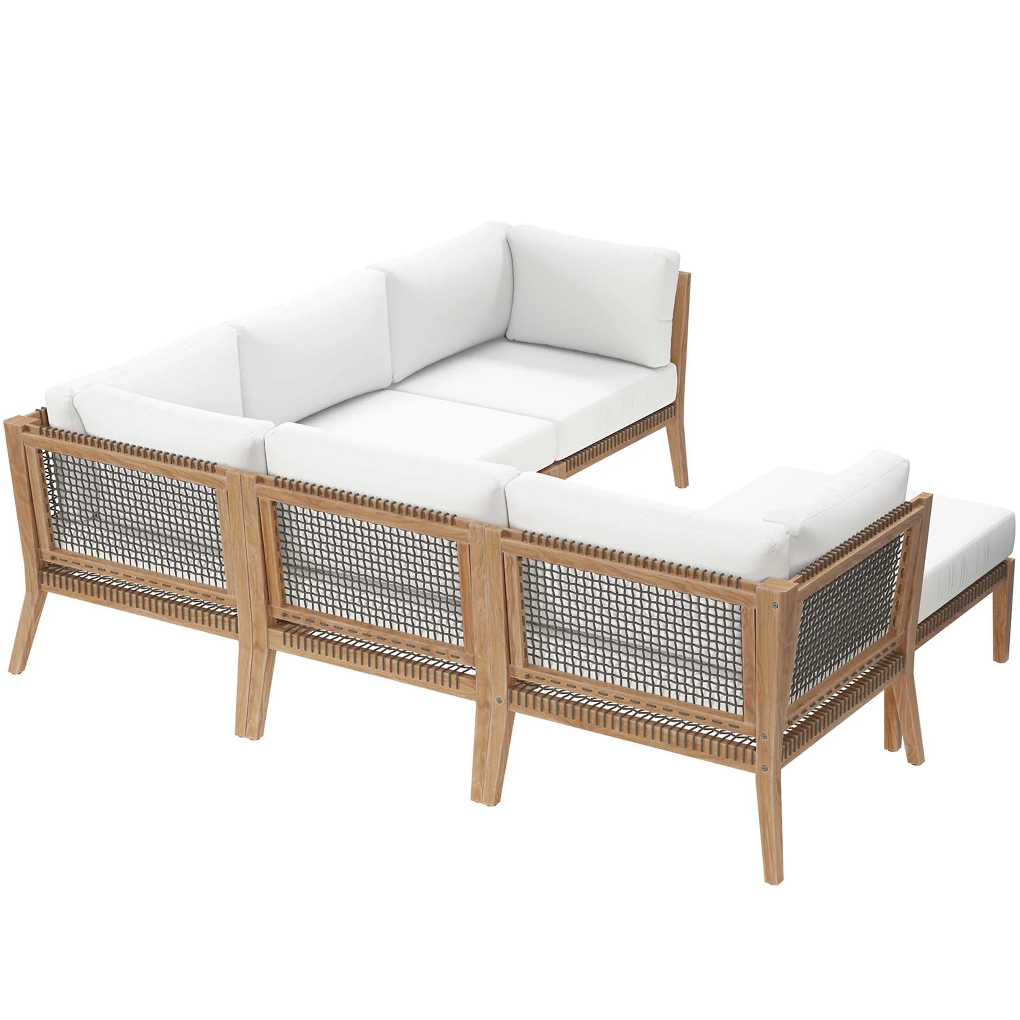 Clearwater 6-Piece Outdoor Patio Teak Wood Sectional Sofa - Image 45