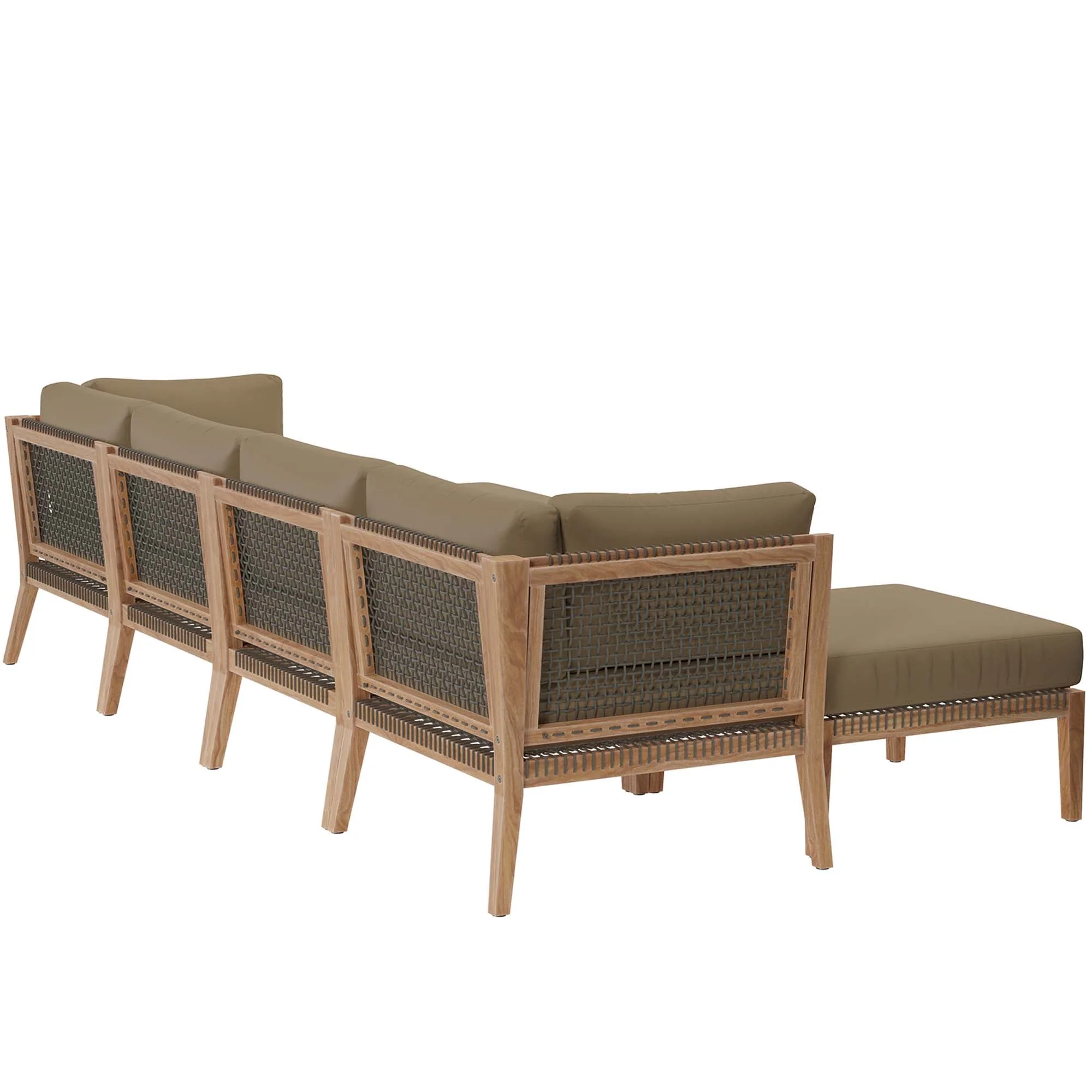 Clearwater 6-Piece Outdoor Patio Teak Wood Sectional Sofa - Image 19