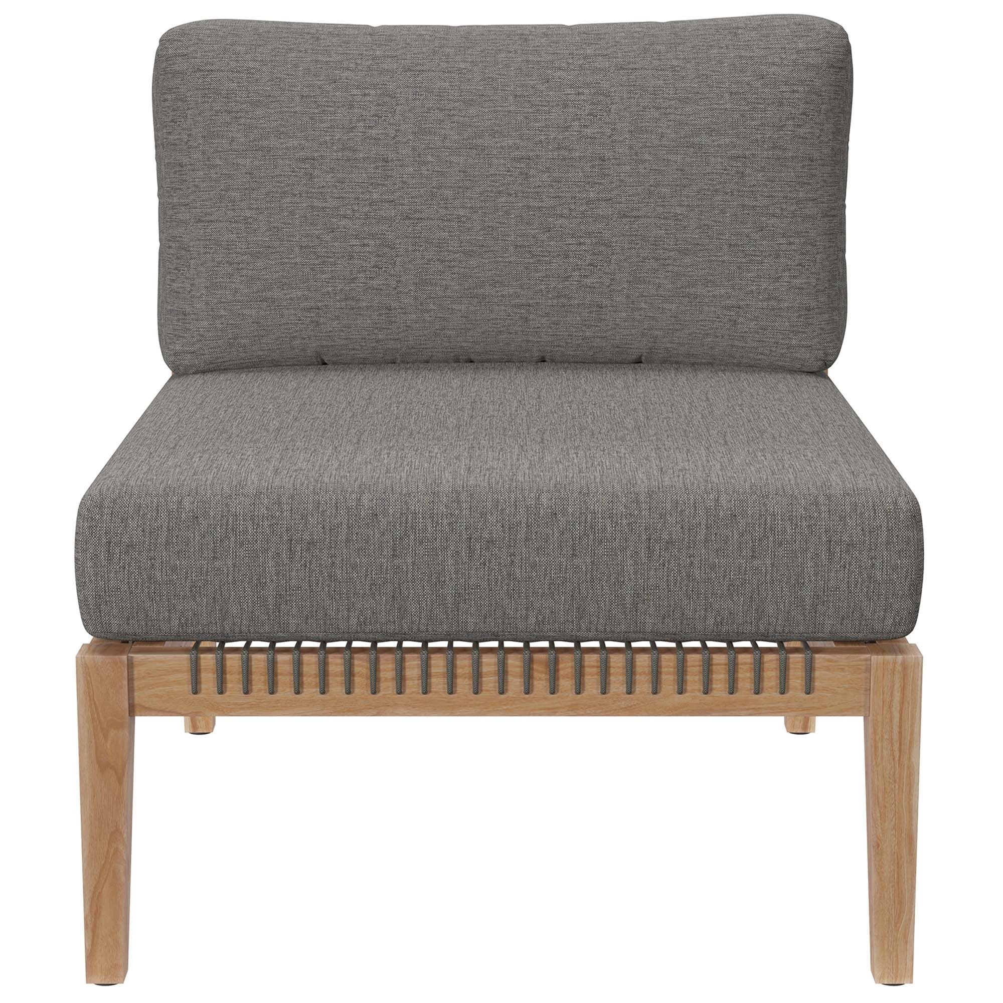 Clearwater 6-Piece Outdoor Patio Teak Wood Sectional Sofa - Image 11
