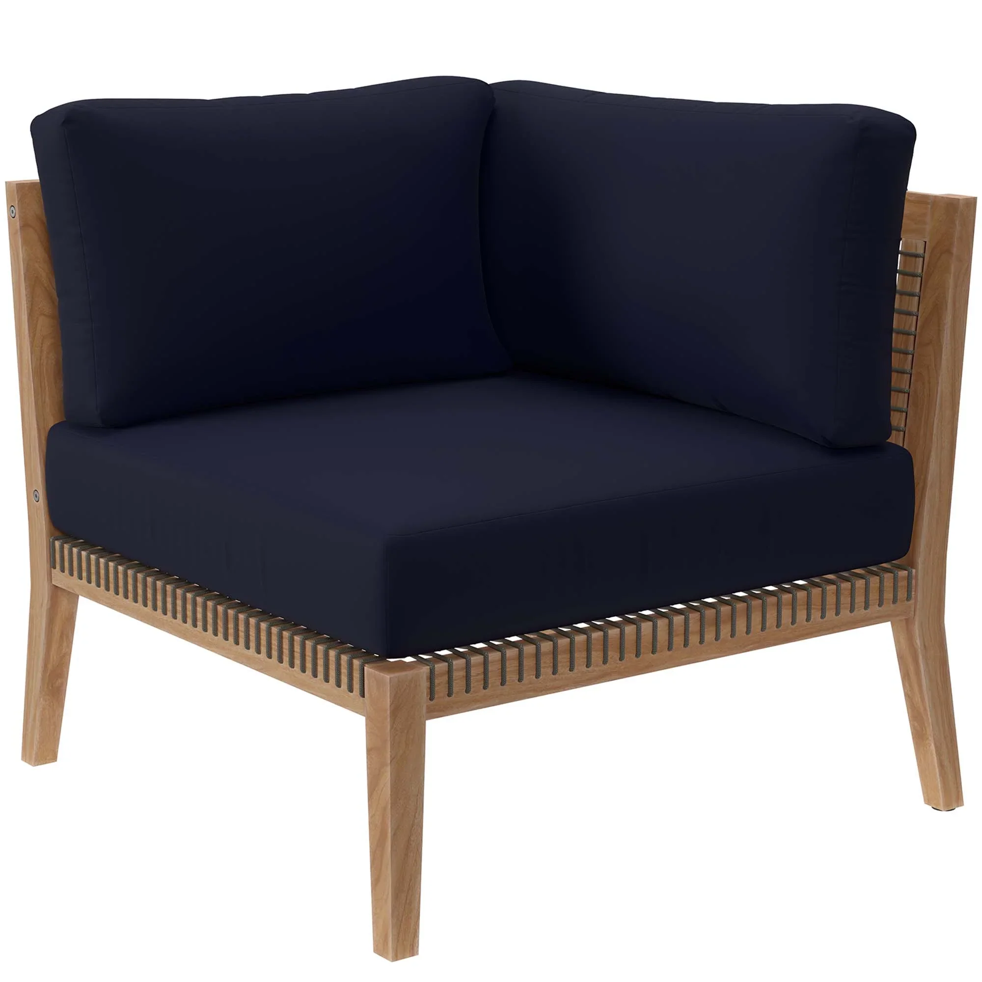 Clearwater 6-Piece Outdoor Patio Teak Wood Sectional Sofa - Image 28