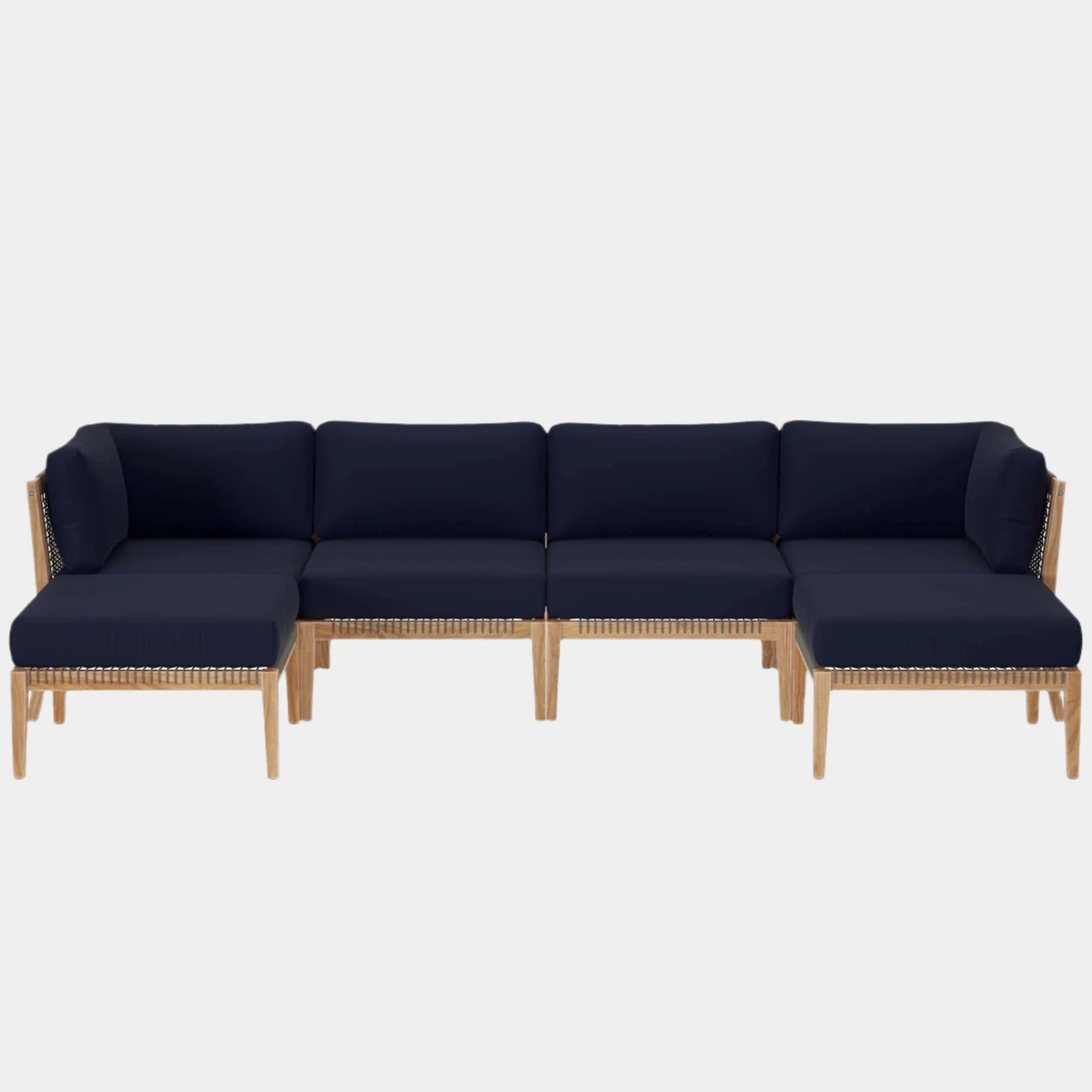 Clearwater 6-Piece Outdoor Patio Teak Wood Sectional Sofa - Image 29