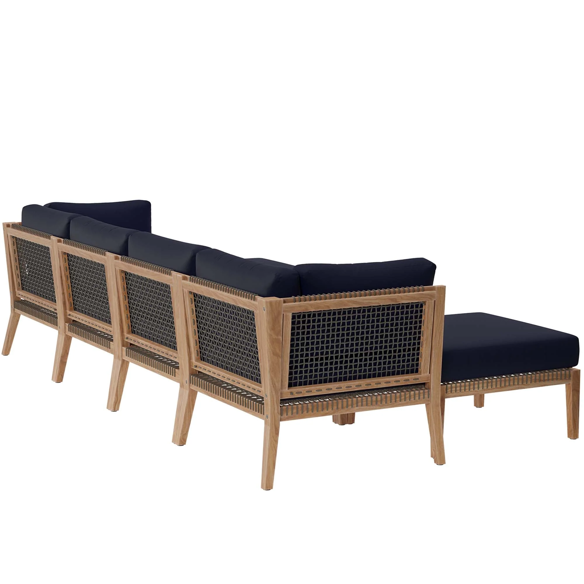 Clearwater 6-Piece Outdoor Patio Teak Wood Sectional Sofa - Image 33