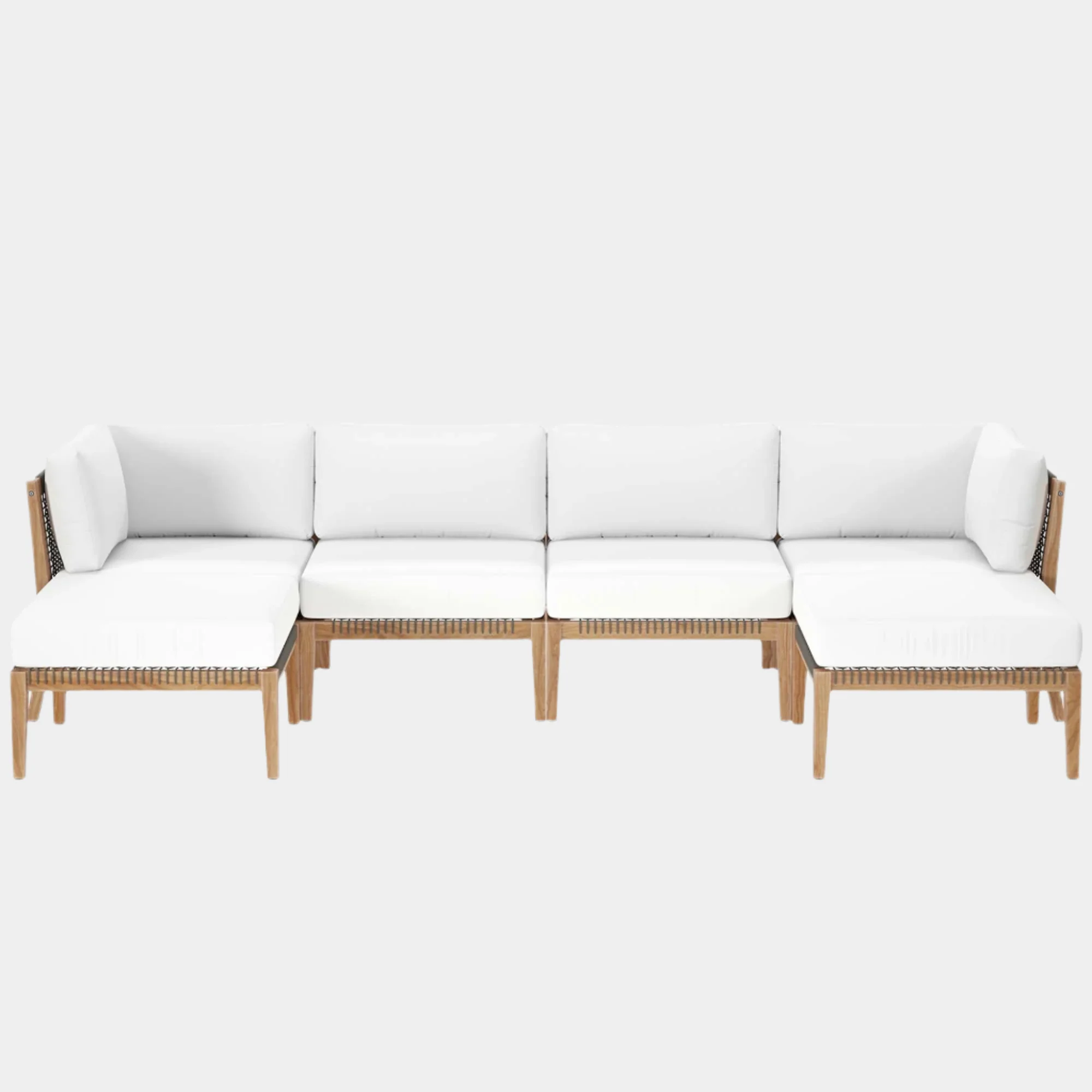 Clearwater 6-Piece Outdoor Patio Teak Wood Sectional Sofa - Image 43