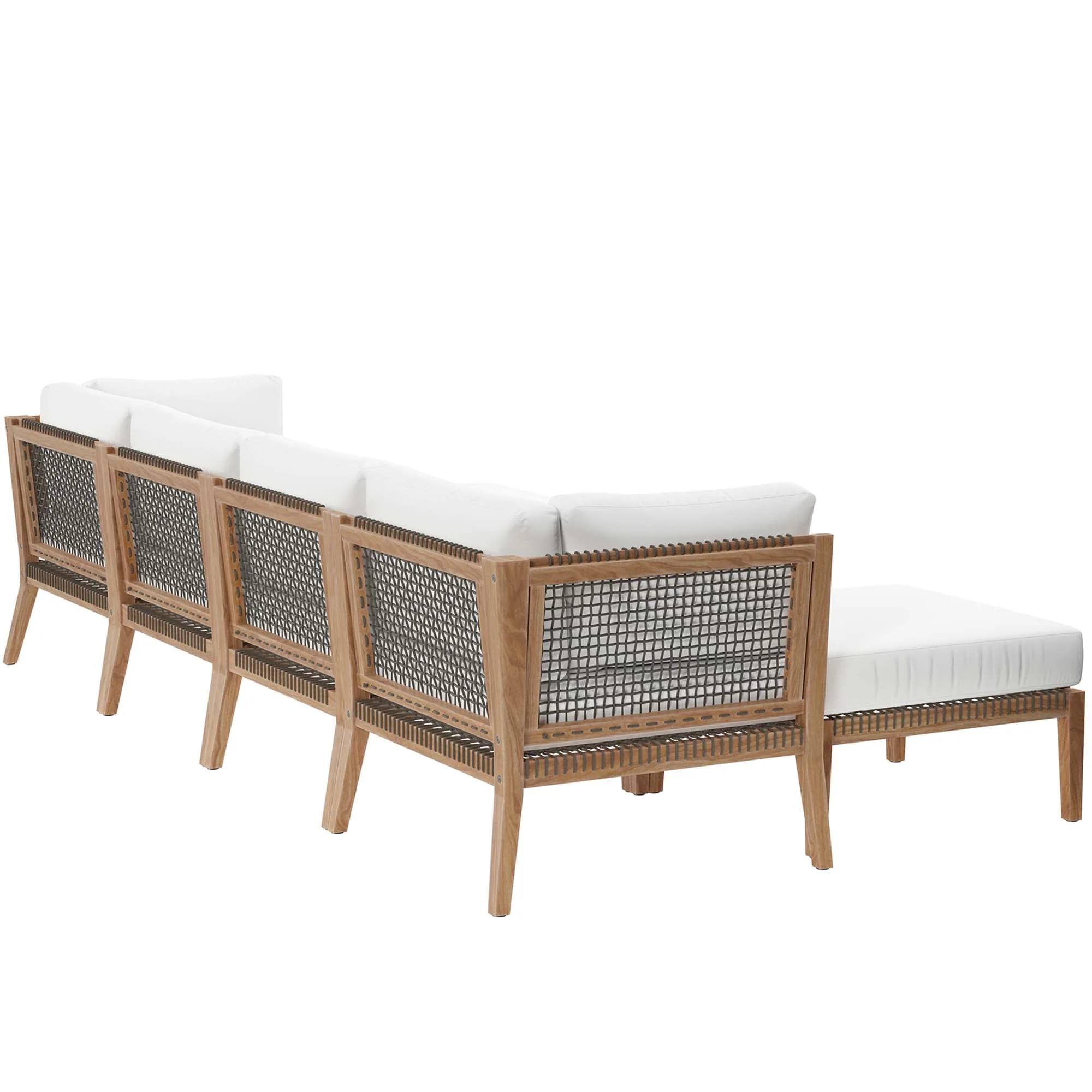 Clearwater 6-Piece Outdoor Patio Teak Wood Sectional Sofa - Image 47